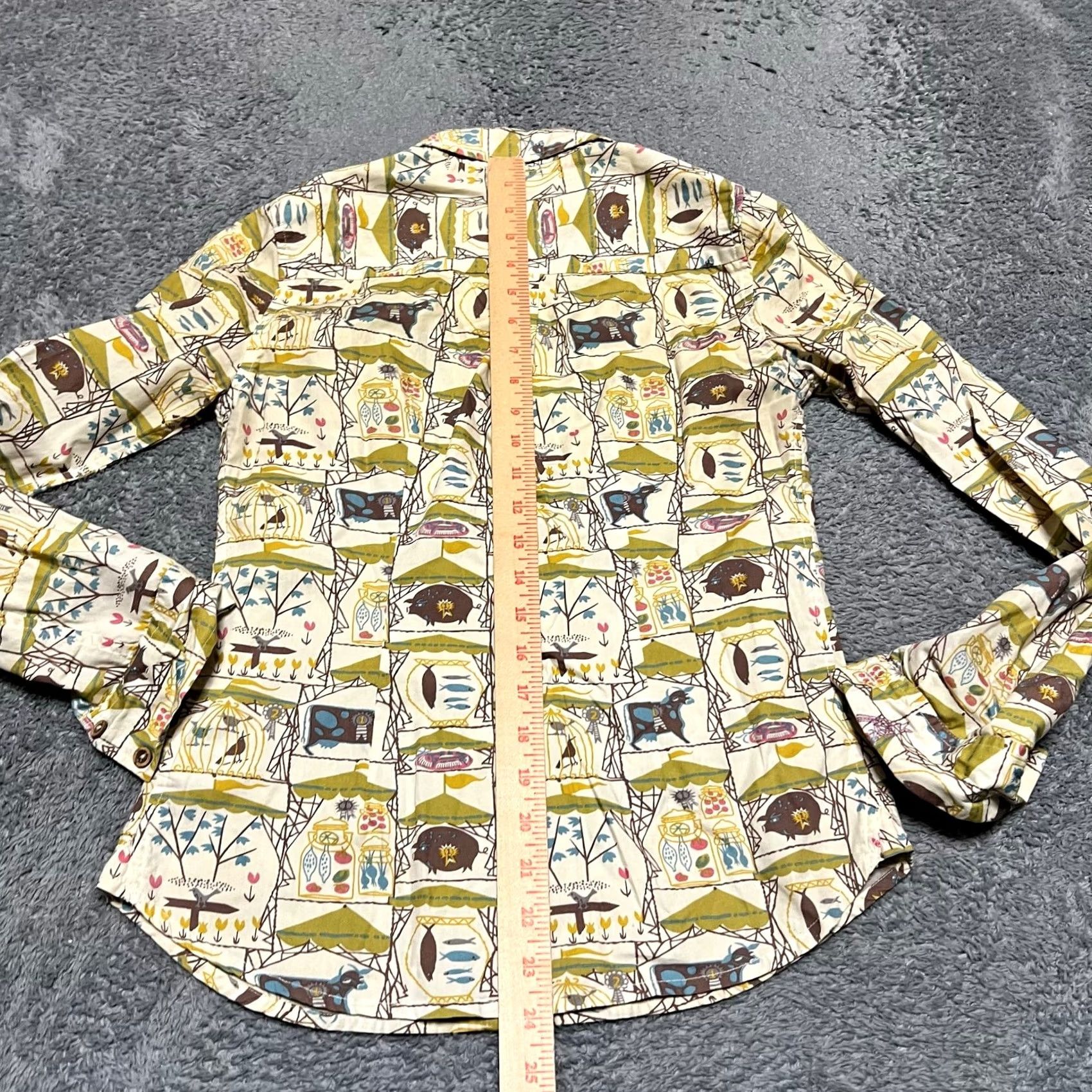 Anthropologie Odille Anthropologie Shirt Women 0 XS All Over Print Long Sleeve Button-Up Cow Farm Size XS / US 0-2 / IT 36-38 - 5 Thumbnail