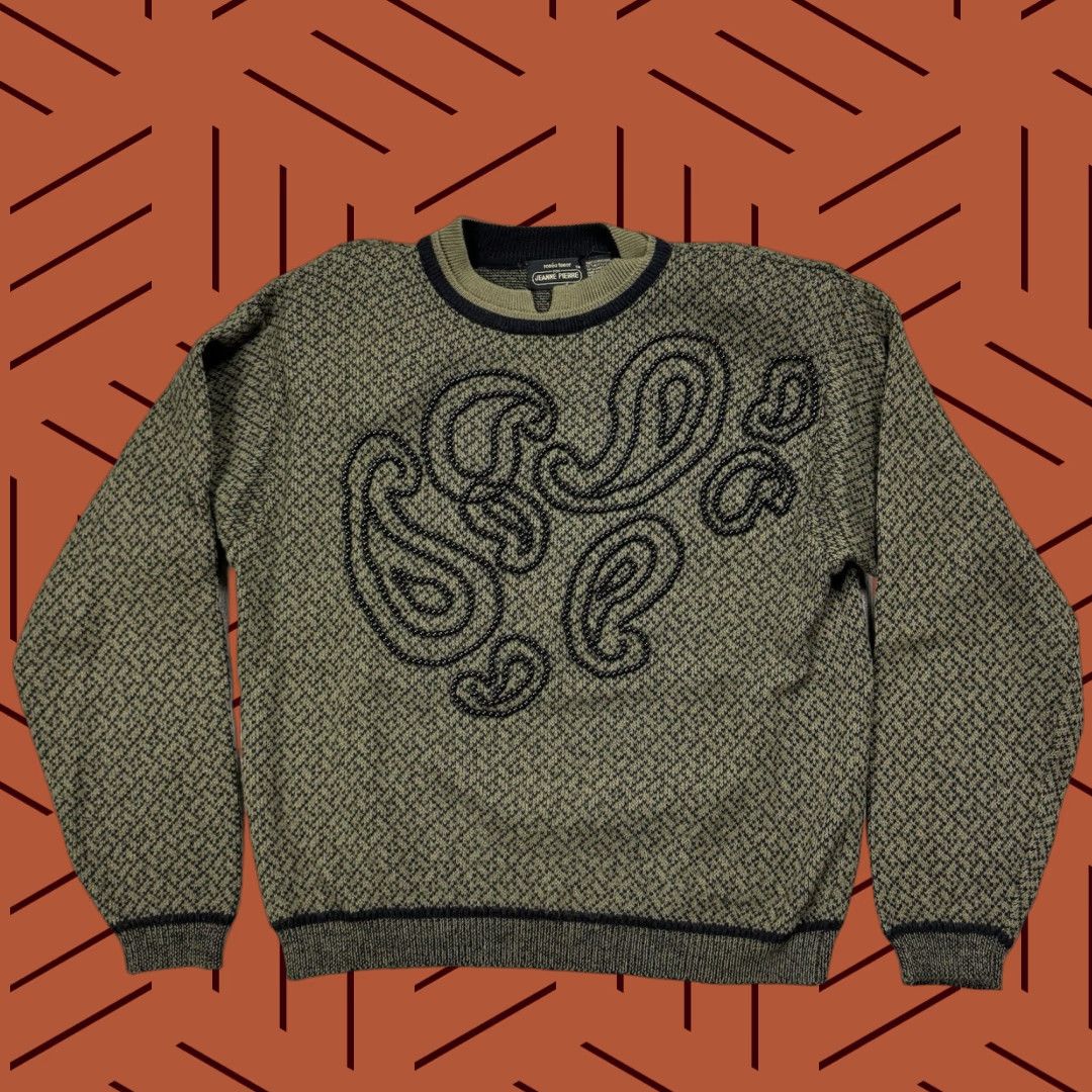 Vintage VTG Jeanne Pierre Beaded Green Black Wool Blend Sweater Pullover Women S Size S Crew Neck 90s Retro Vintage Knit Classic Fit Size S / US 4 / IT 40 - 1 Thumbnail
