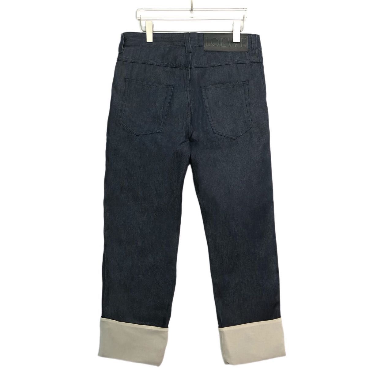 Loewe Loewe Navy Blue Contrast Cuff Cotton Jeans K26WX Size 28" / US 6 / IT 42 - 2 Thumbnail