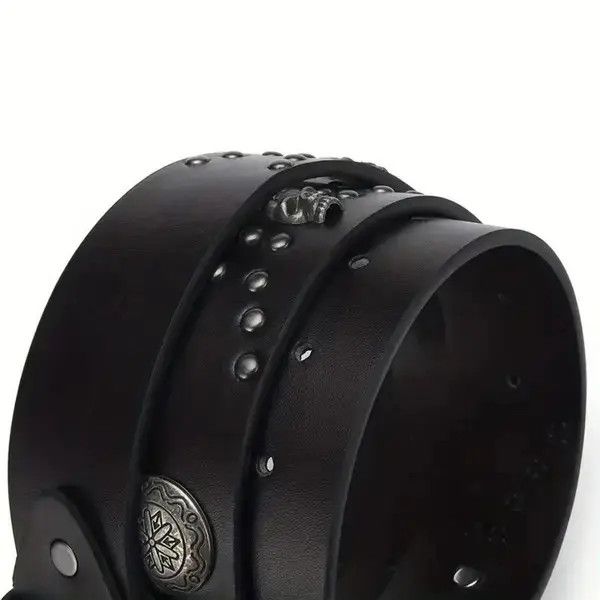 Japanese Brand Punk Inlaid Skull Black Belt Size ONE SIZE - 2 Thumbnail