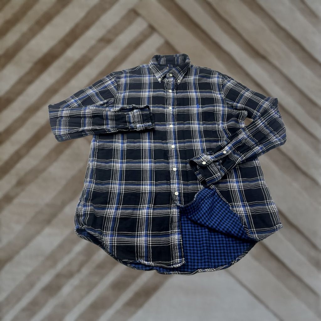 Ralph Lauren POLO RALPH LAUREN Mens Large Sport Shirt Blue Black COTTON DOUBLE FACED PLAID Size US L / EU 52-54 / 3 - 1 Thumbnail