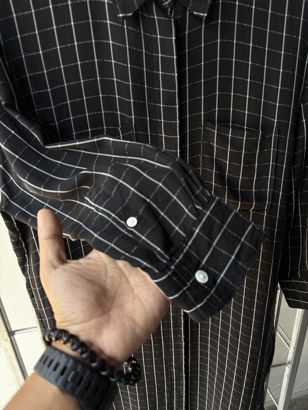 Y's × Yohji Yamamoto Y's Yohji Yamamoto grid black shirt dress. Size XS / US 0-2 / IT 36-38 - 7 Thumbnail