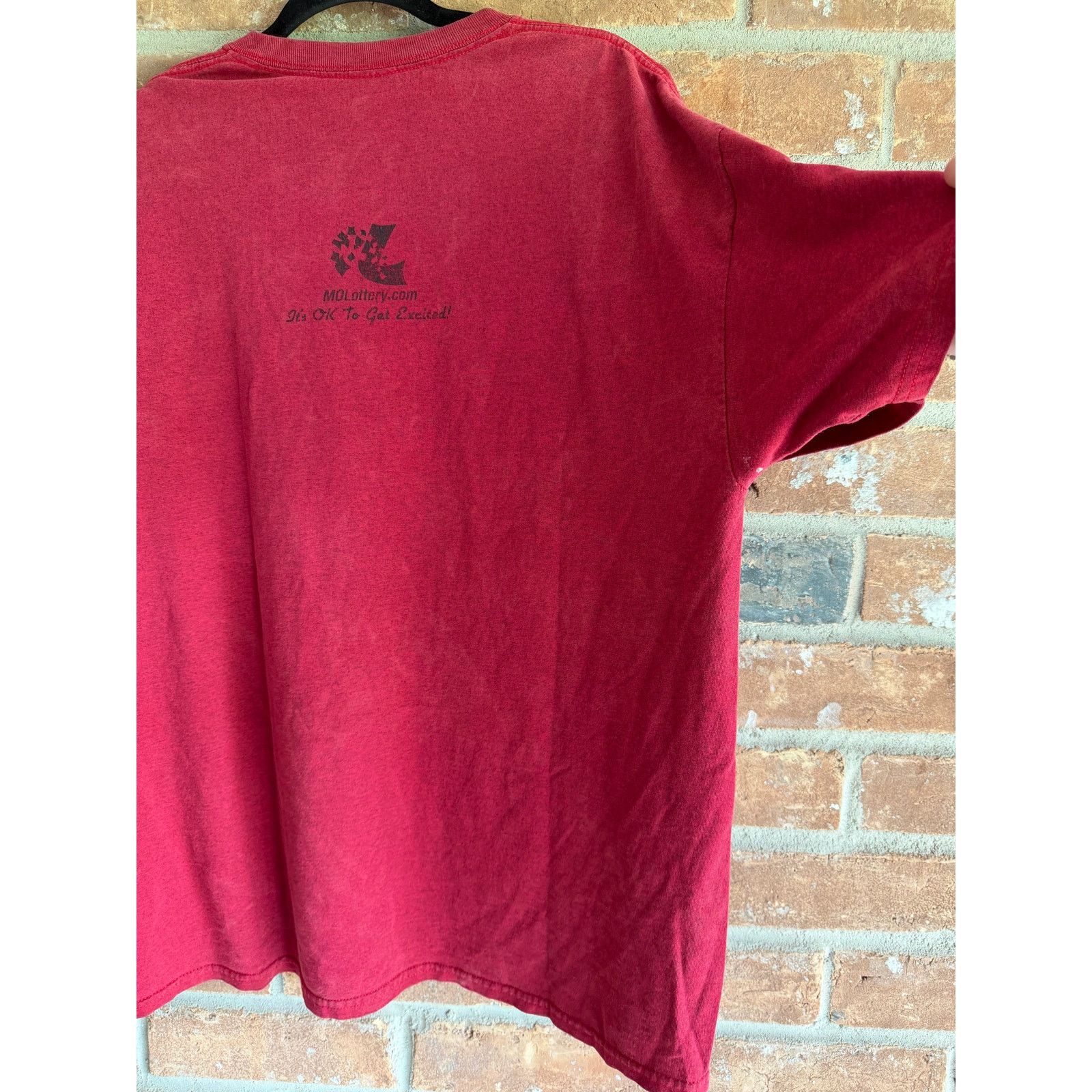 Gildan MO Lottery Shirt XL Red Faded Graphic Gildan Vintage Tee Size US XL / EU 56 / 4 - 7 Thumbnail