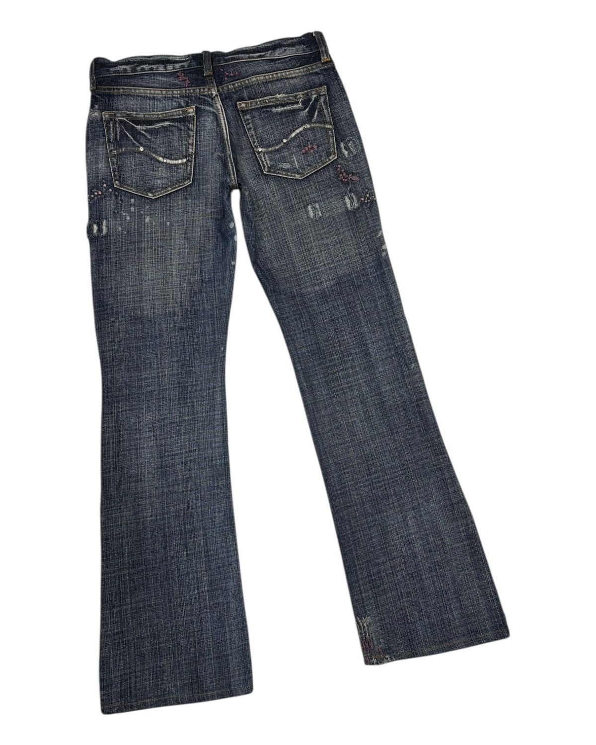 Army Of Me × If Six Was Nine × Japanese Brand Flare Jeans Bootcut Coat Of Arms Distressed Jeans Size 29" - 4 Thumbnail