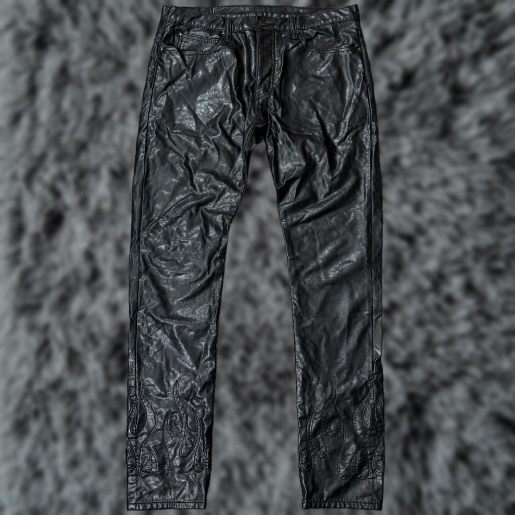 MNML MNML Pants Mens 34x32 Black Faux Leather Button Fly Straight Leg Grunge Chino 5-Pocket Style Mens Size US 38 / EU 54 - 1 Thumbnail