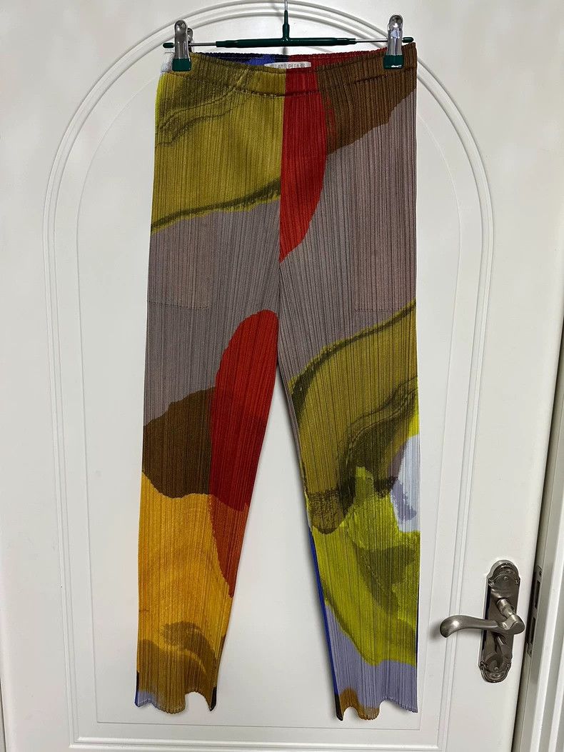 Other Issey Miyake size:2 Color-blocked pleated pants Size 30" / US 8 / IT 44 - 2 Thumbnail