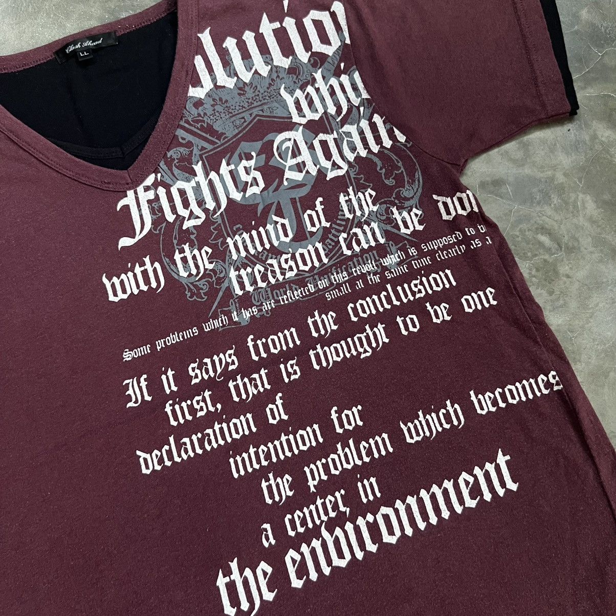 If Six Was Nine 2000s Clash A head Vkei Style Double Layer Poem V neck Shirt Size US L / EU 52-54 / 3 - 3 Thumbnail