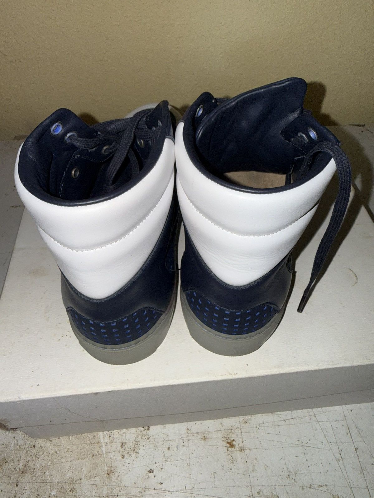 Balenciaga Balenciaga Leather High-Top Trainers Blue/White Size US 9 / EU 42 - 6 Thumbnail