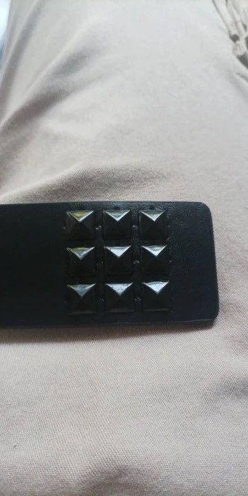 Leather All Black Leather Rivet Belt Size ONE SIZE - 6 Thumbnail