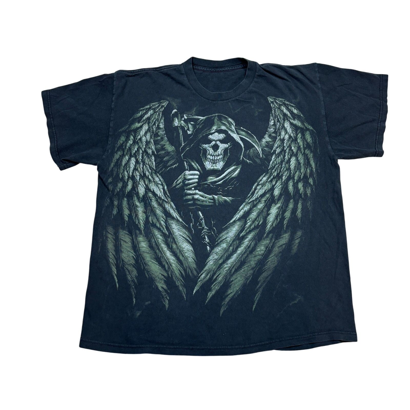 Vintage Y2K Grim Reaper Angel of Death Short Sleeve Shirt Men's 2XL Size US XXL / EU 58 / 5 - 1 Thumbnail