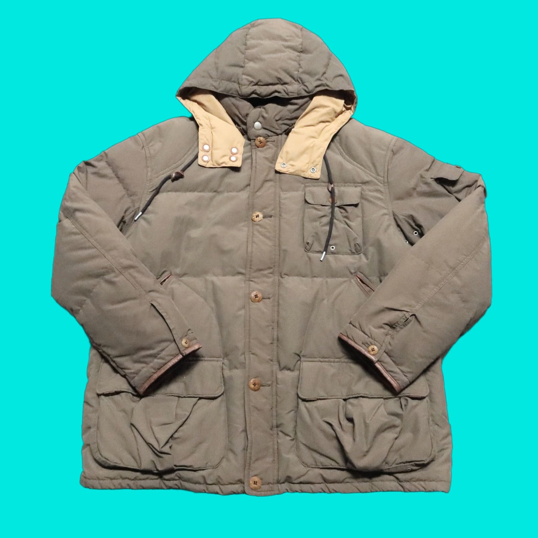 Vintage Polo Ralph Lauren Quilted Puffer Parka Down Jacket Brown 2XL Mens Jacket