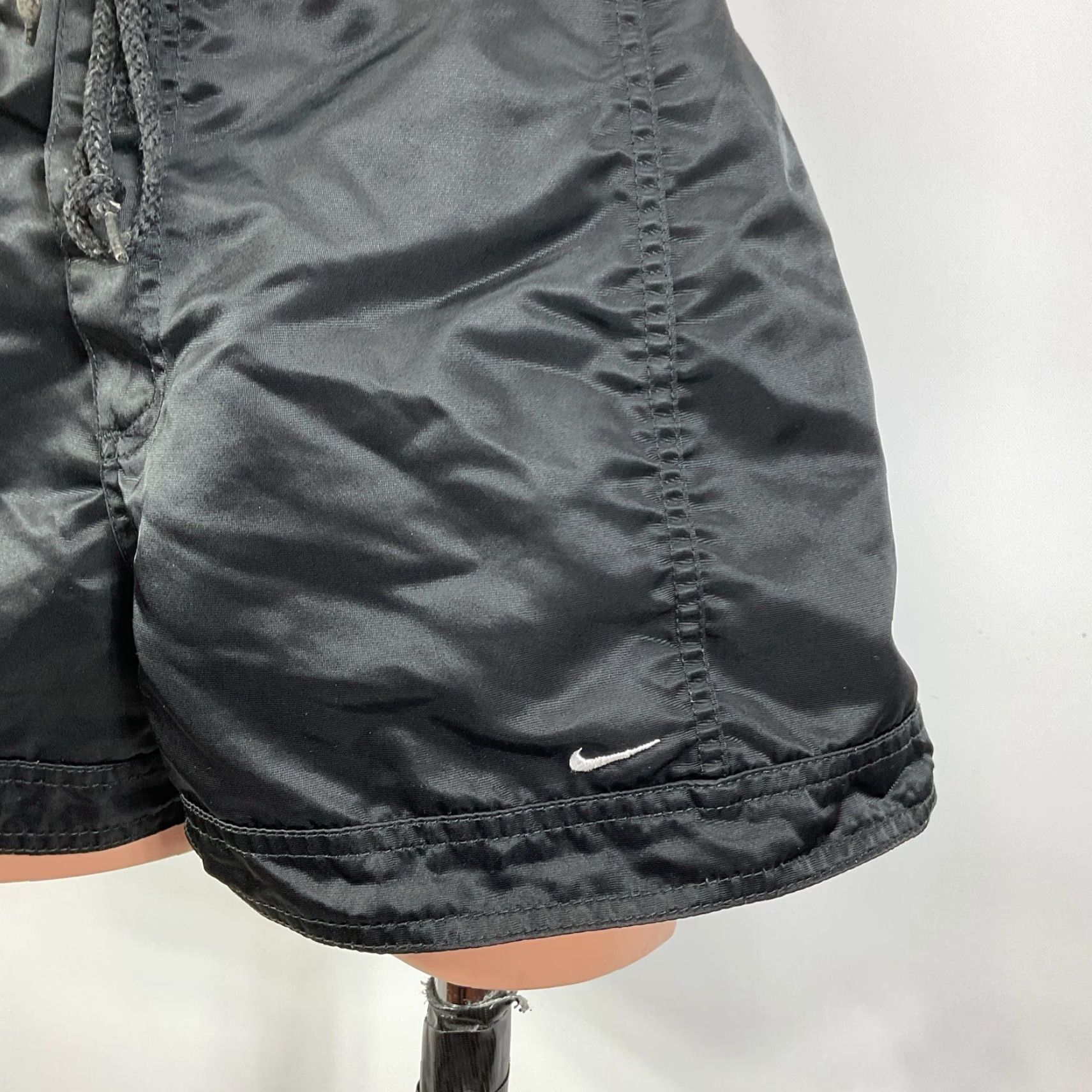 VINTAGE 90s Nike Black Shiny Nylon Board Shorts Women's Medium M