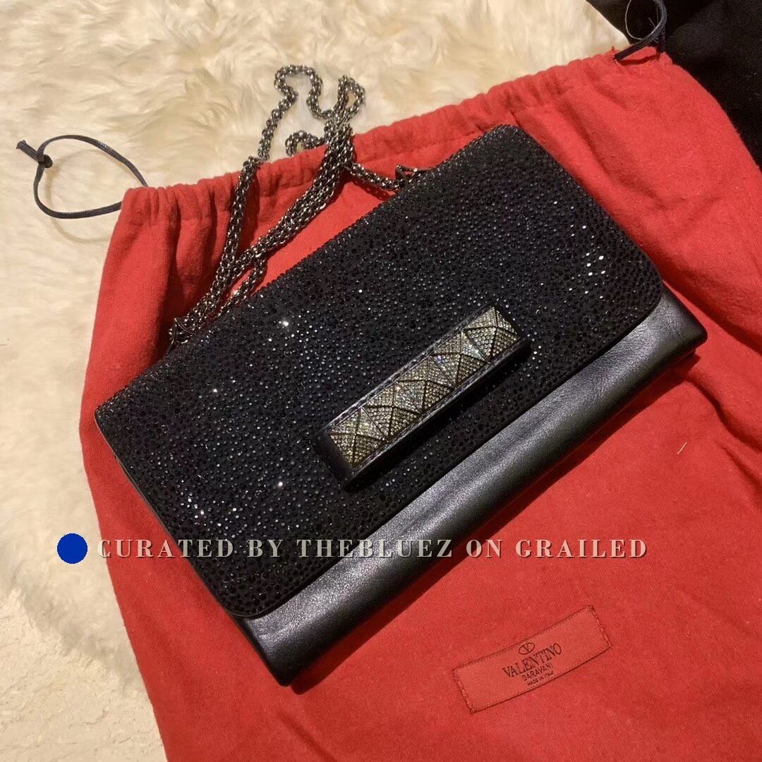 Valentino Valentino Black Crystal Chain Handbag Size ONE SIZE - 1 Thumbnail