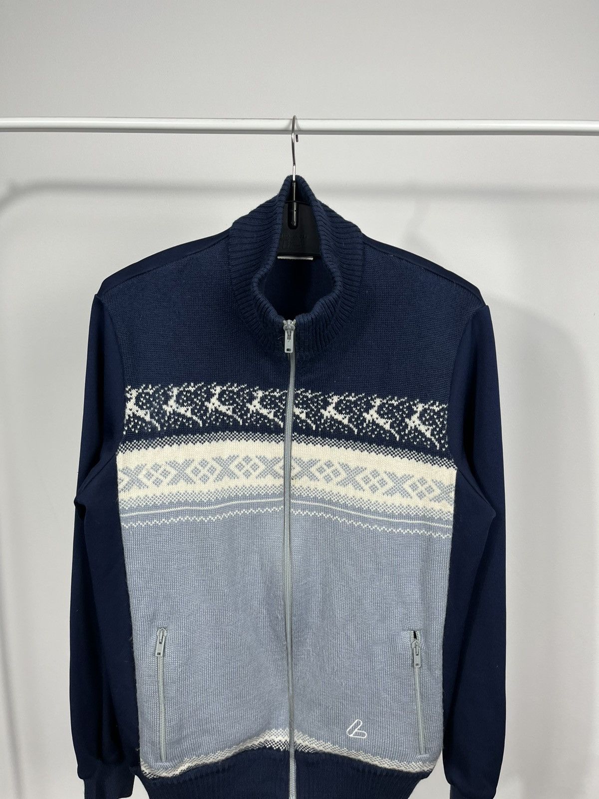 Other Löffler Nordic knit full-zip jacket navy grey size 48 S Size US M / EU 48-50 / 2 - 2 Thumbnail