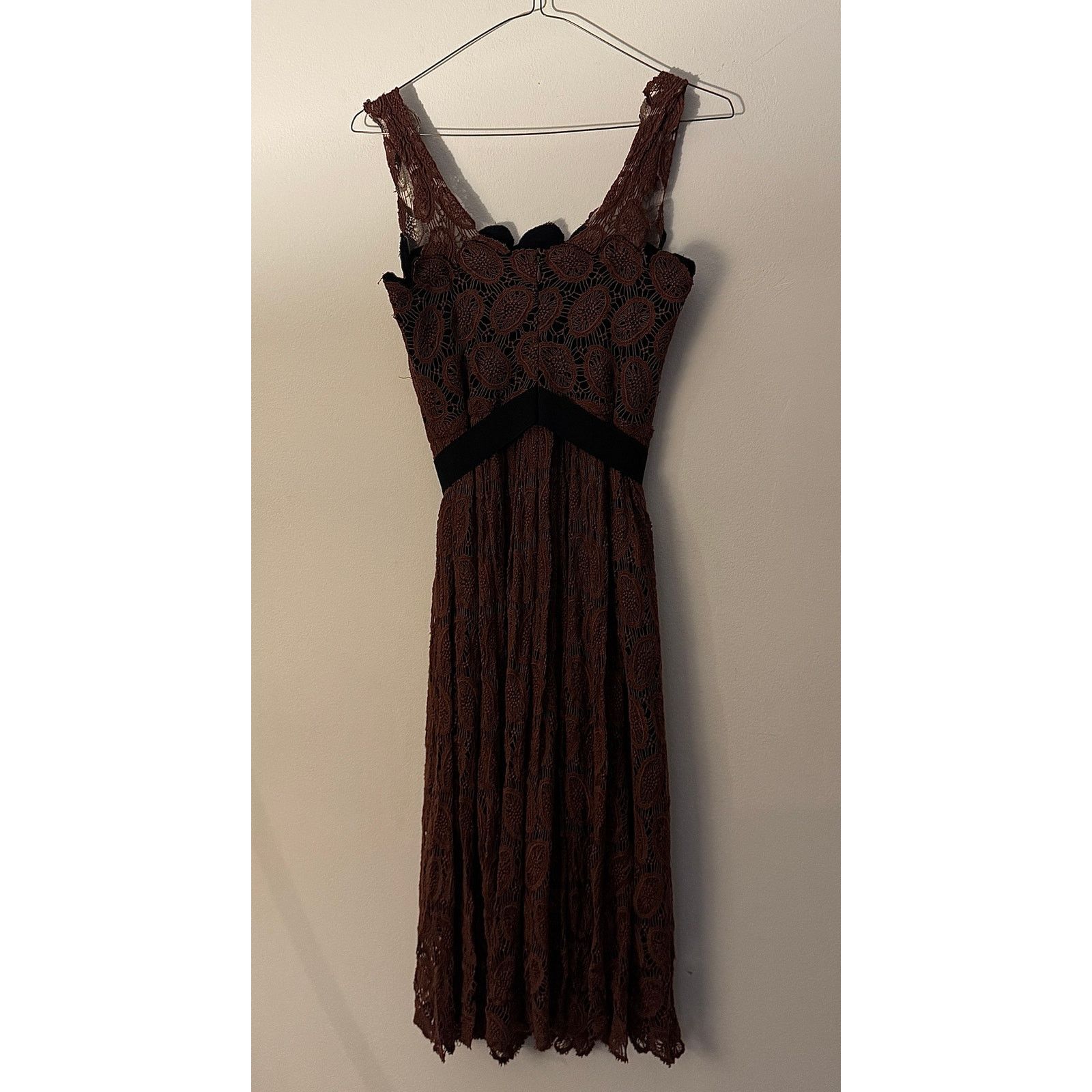 ROBERT RODRIGUEZ Copper Brown Lace Cocktail Tea Dress