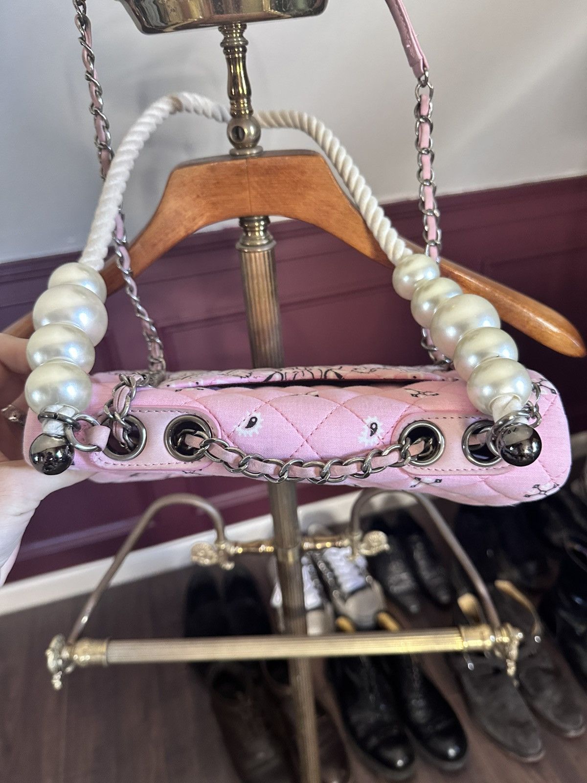 READYMADE Upcycled pink bandana Japan rope chain handbag shoulder bag Size ONE SIZE - 4 Thumbnail