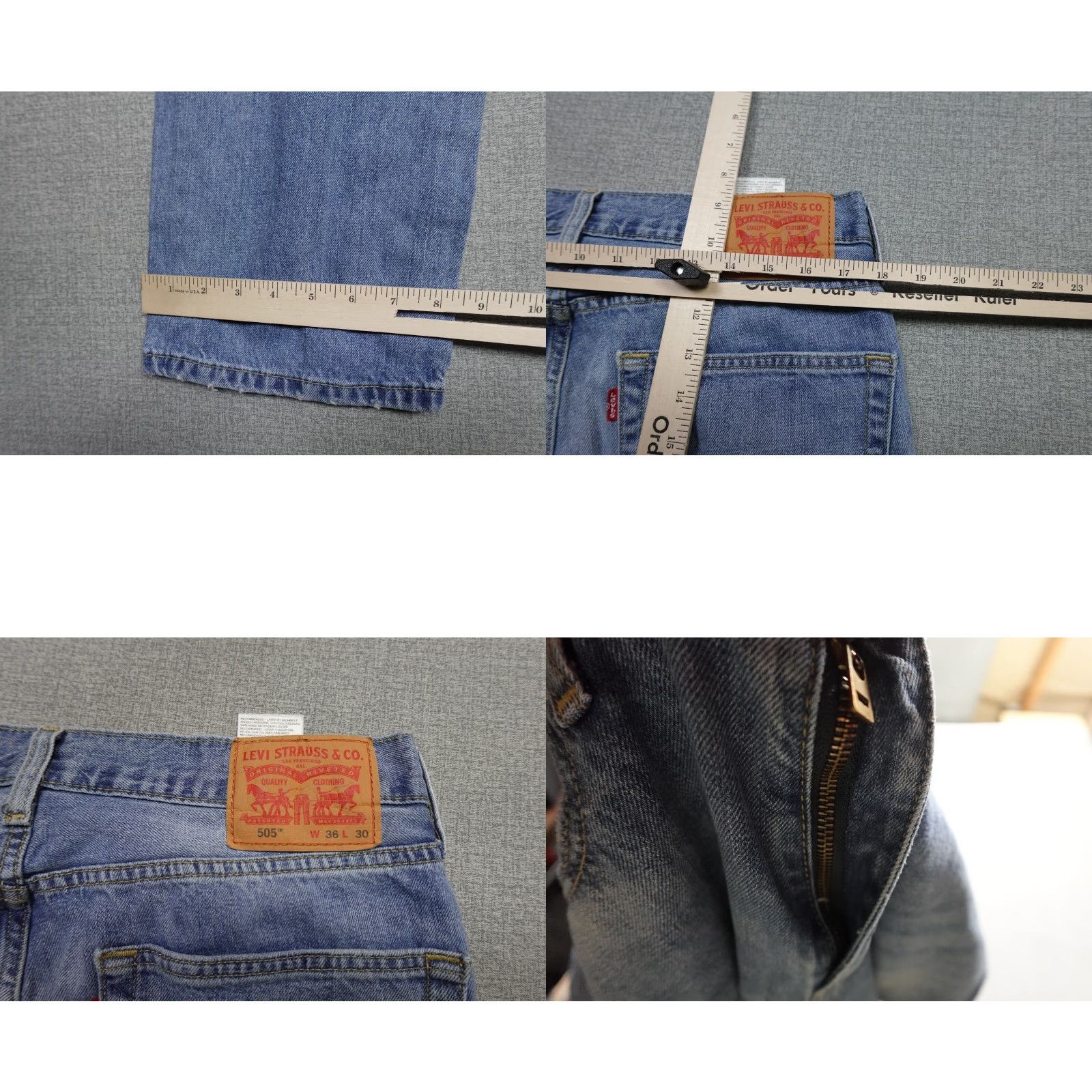 Levi's Levi's 505 Jeans Mens 36x30 Blue Regular Fit Straight Leg Light Wash Western Denim Cotton Size US 36 / EU 52 - 8 Thumbnail