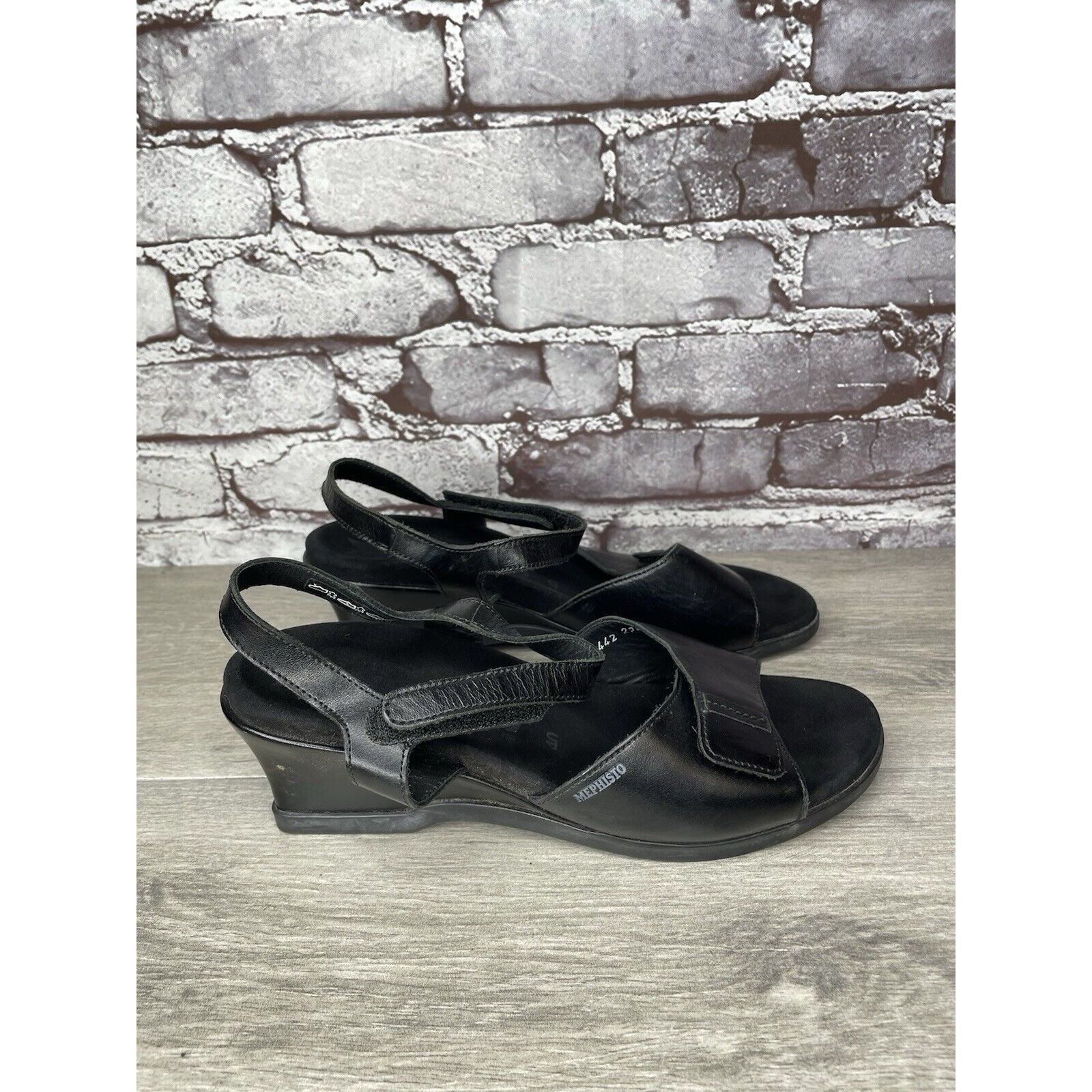Mephisto Mephisto Black Leather Ankle Strap Causal Wedge Sandals Wome Size US 9.5 / IT 39.5 - 3 Thumbnail
