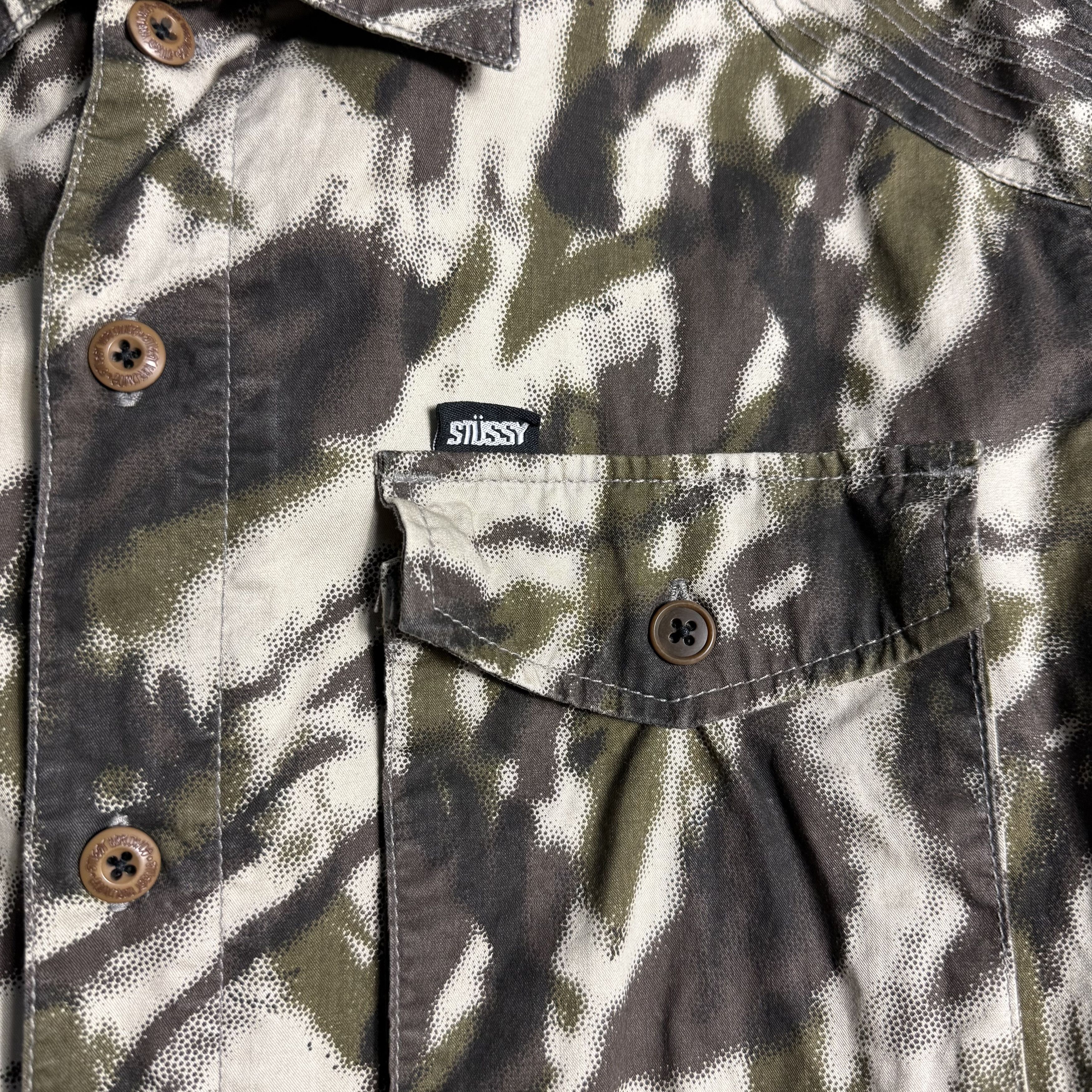 Stussy 🔥RARE🔥Vintage Stussy Camouflage S/Sleeve Button Up Shirt Size US L / EU 52-54 / 3 - 3 Thumbnail