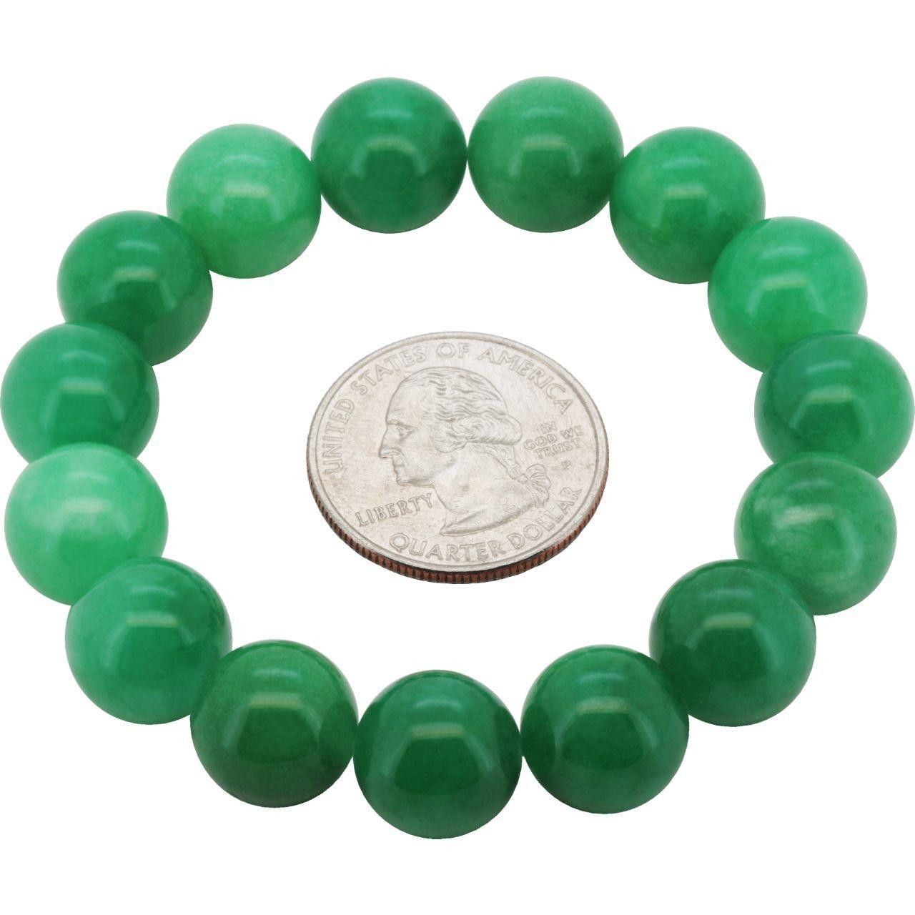 Other 14mm Jade Gemstone Beaded Stretch Bracelet 7.5" Size ONE SIZE - 1 Preview