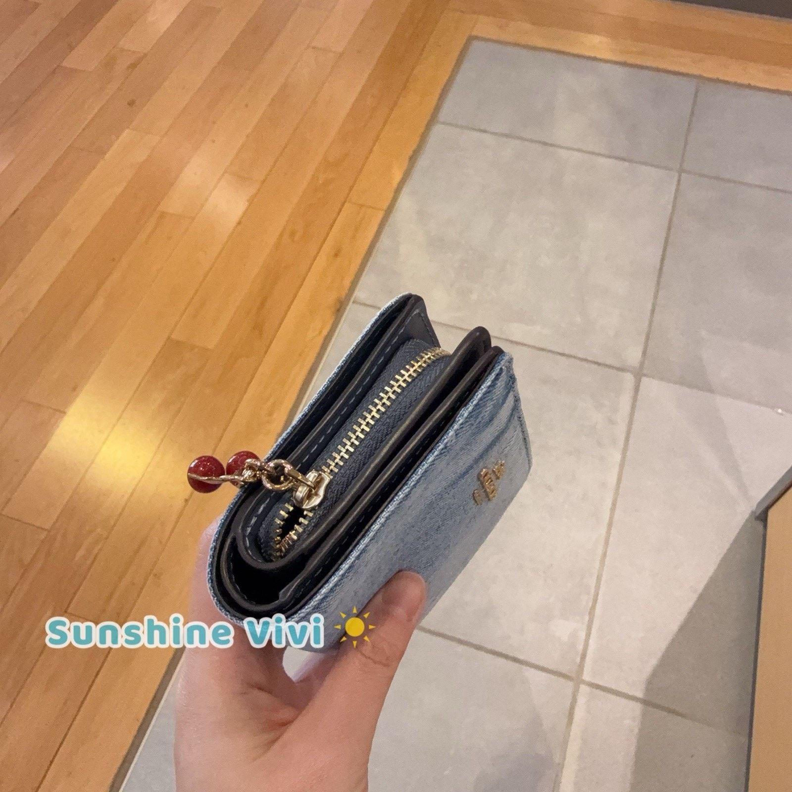 Coach NWT Coach Snap Wallet Loved Denin Charm CEC35 Gold Size ONE SIZE - 3 Thumbnail