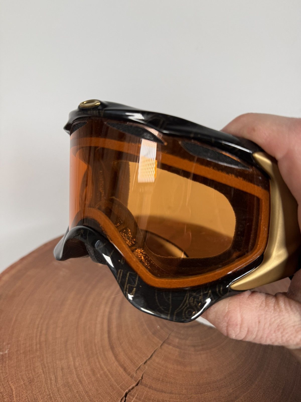 Oakley Vintage Oakley Splice Black Frame Orange Lens Ski Gog Size ONE SIZE - 6 Thumbnail