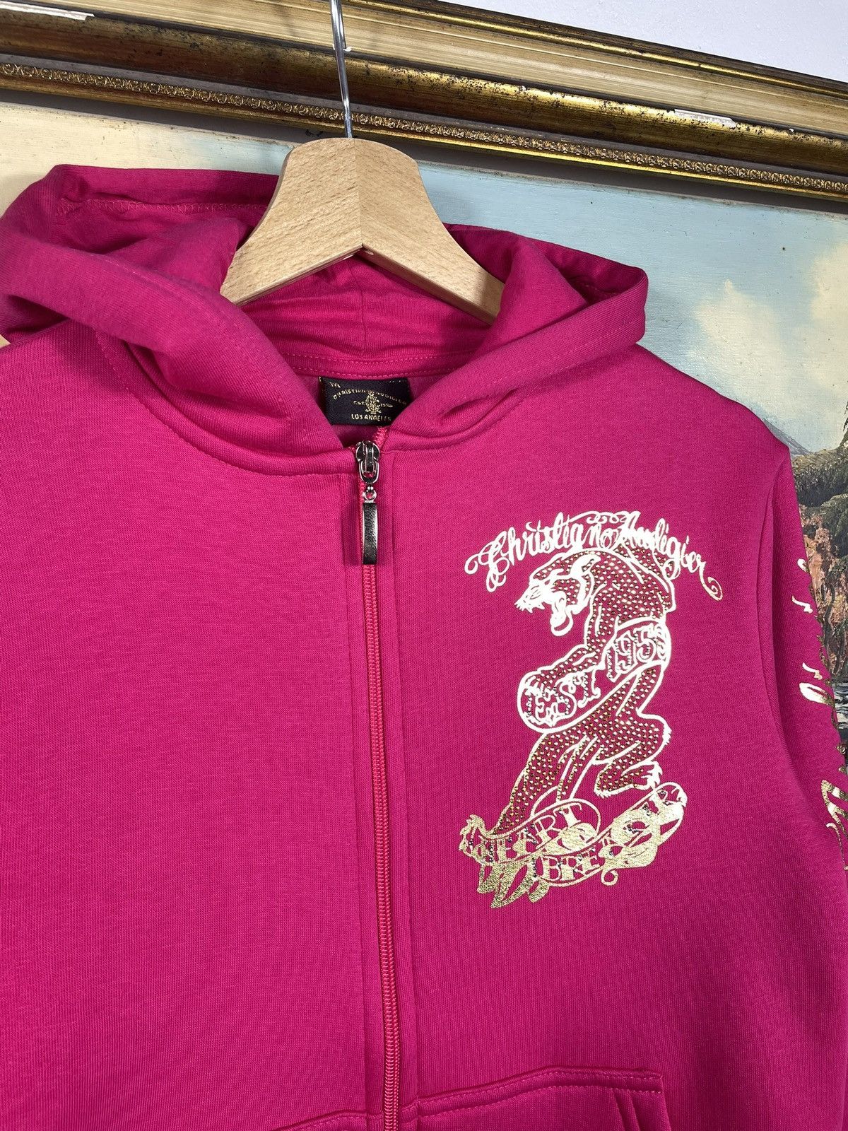 Christian Audigier × Ed Hardy × Vintage Ed Hardy Retro 00s Hoodie With Crystals Affliction Grunge Size US XS / EU 42 / 0 - 5 Thumbnail