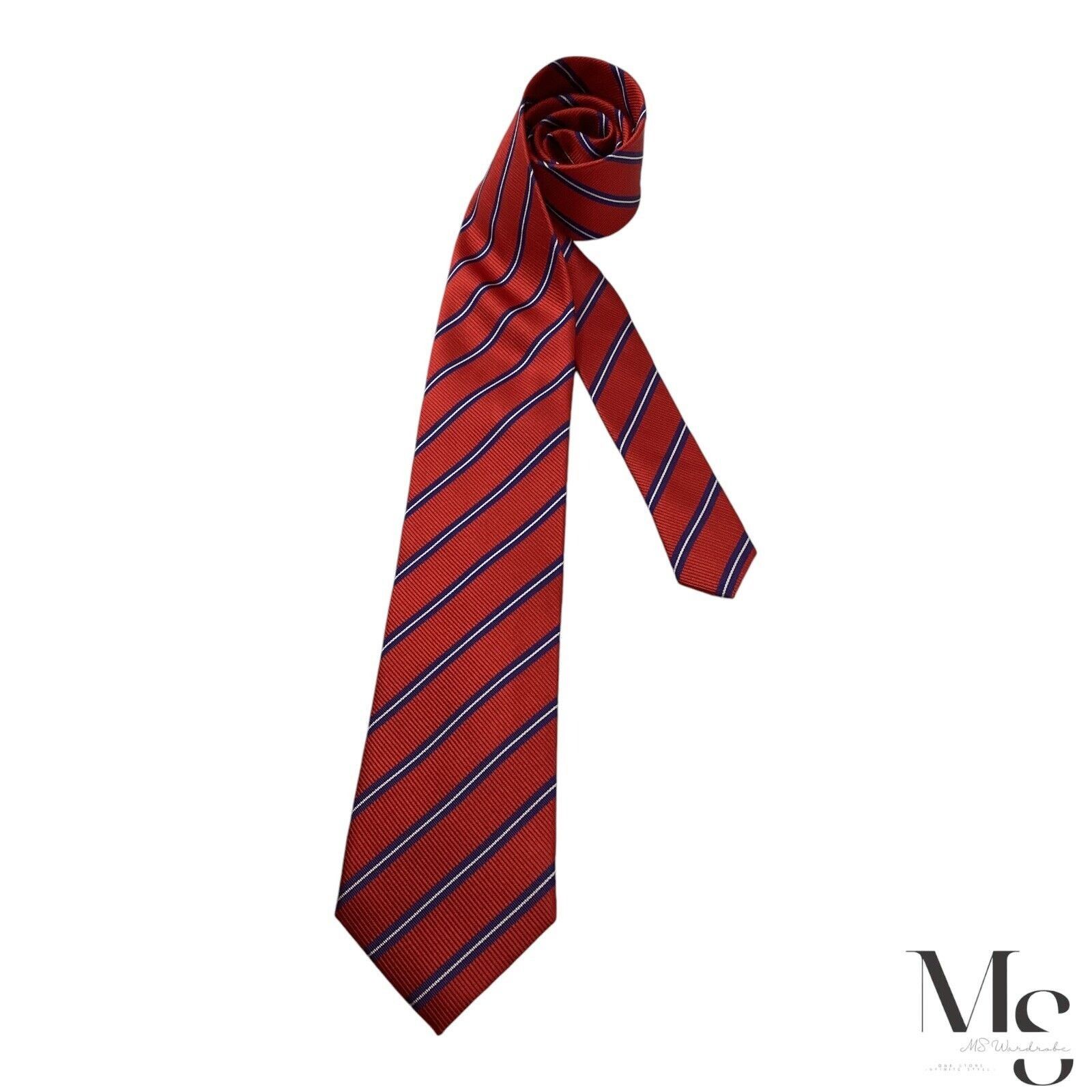 Laura Biagiotti LAURA BIAGIOTTI Red Striped Luxury Silk Tie Made In Italy W: Size ONE SIZE - 2 Thumbnail