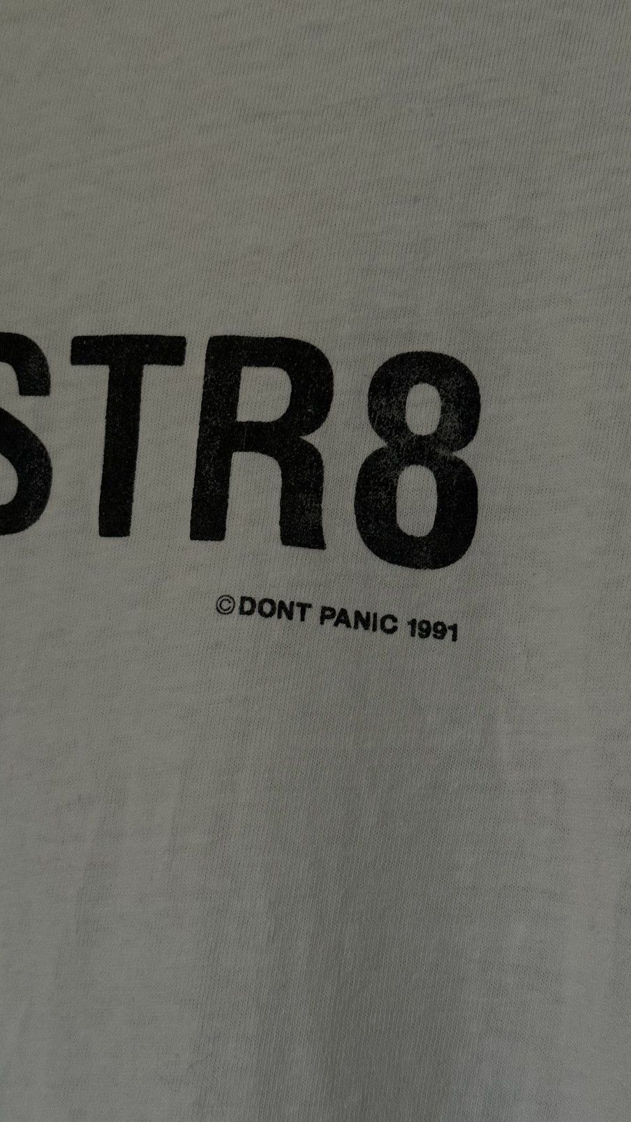 Designer × Vintage 1991 Dont Panic 2QT2BSTR8 vintage white t-shirt Size US L / EU 52-54 / 3 - 5 Thumbnail