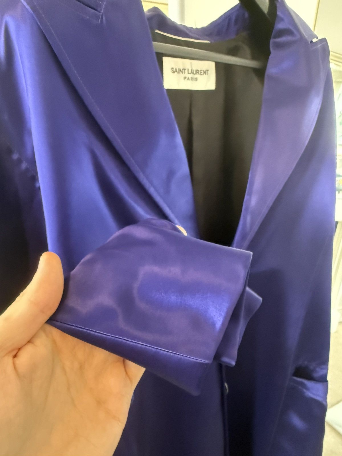 Saint Laurent Paris SS22' Saint Laurent Satin Purple Overcoat Size US M / EU 48-50 / 2 - 6 Thumbnail