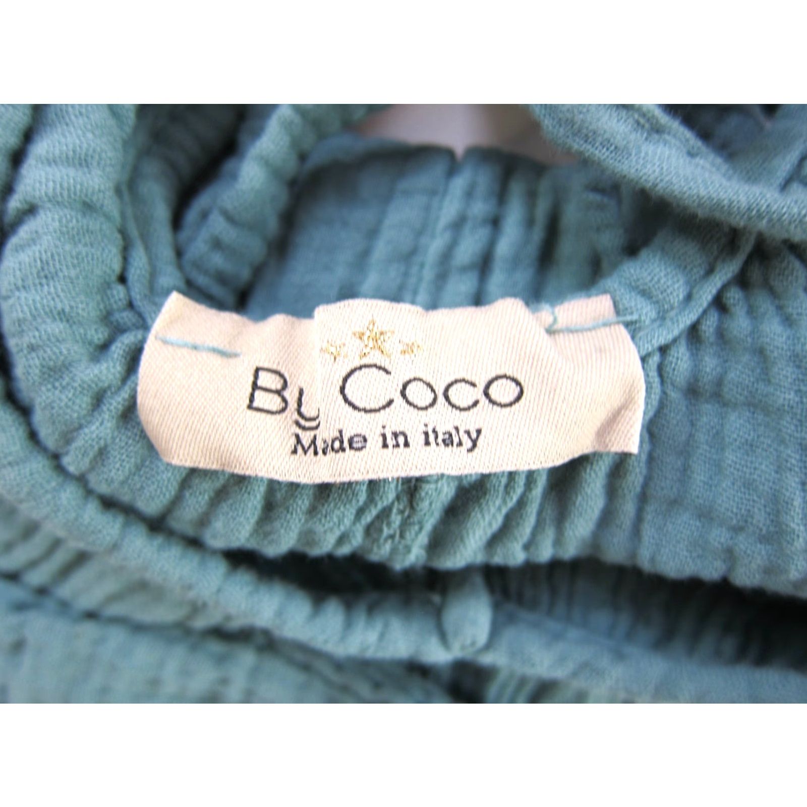 Vintage By Coco Made In Italy Green Cotton Gauze V-Neck Short Sleeve Smock Dress Large Size 36" / US 14 / IT 50 - 3 Thumbnail