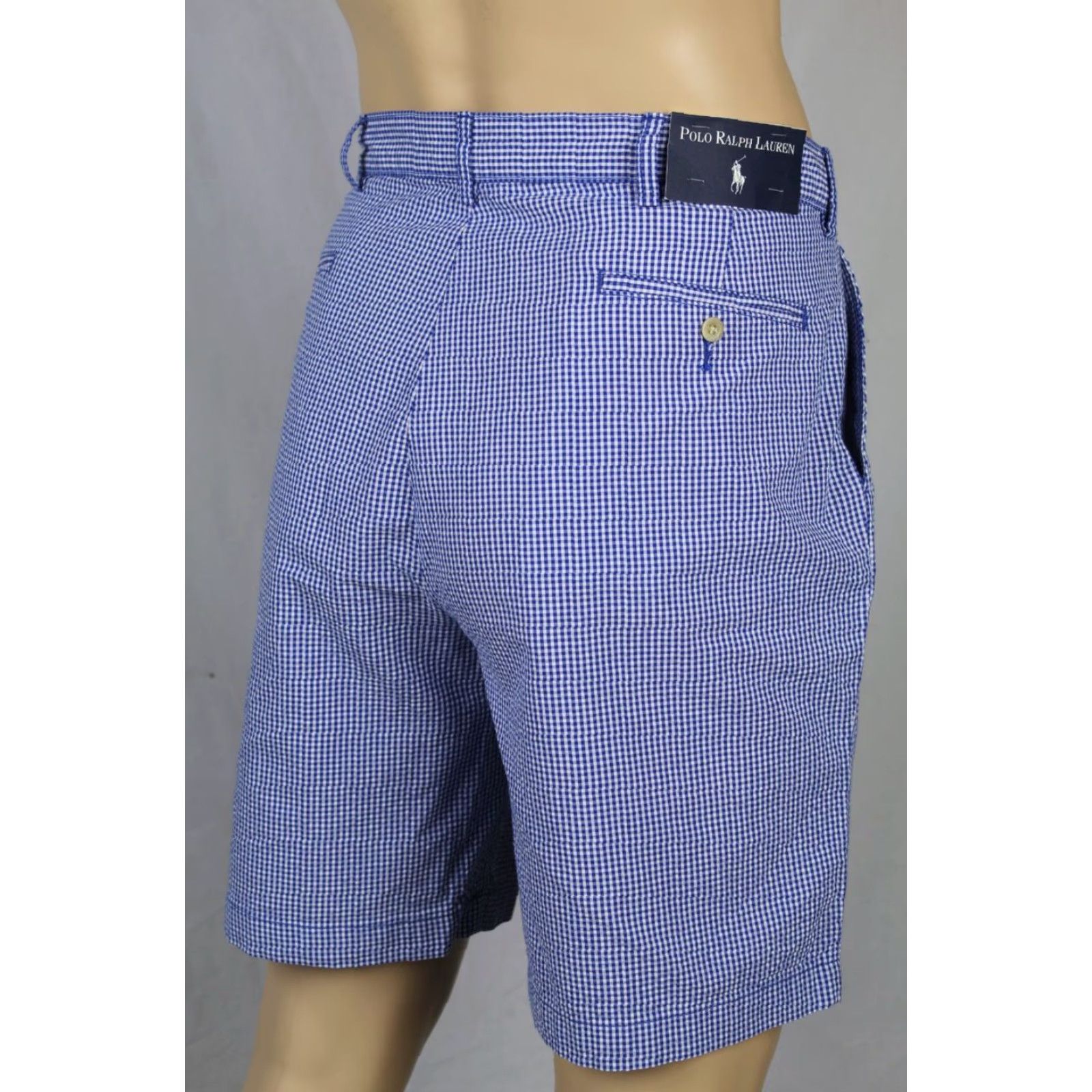 Polo Ralph Lauren Polo Ralph Lauren Blue Checkered Seersucker Prospect Cotton Chino Shorts 42 NWT Size US XL / EU 56 / 4 - 2 Thumbnail