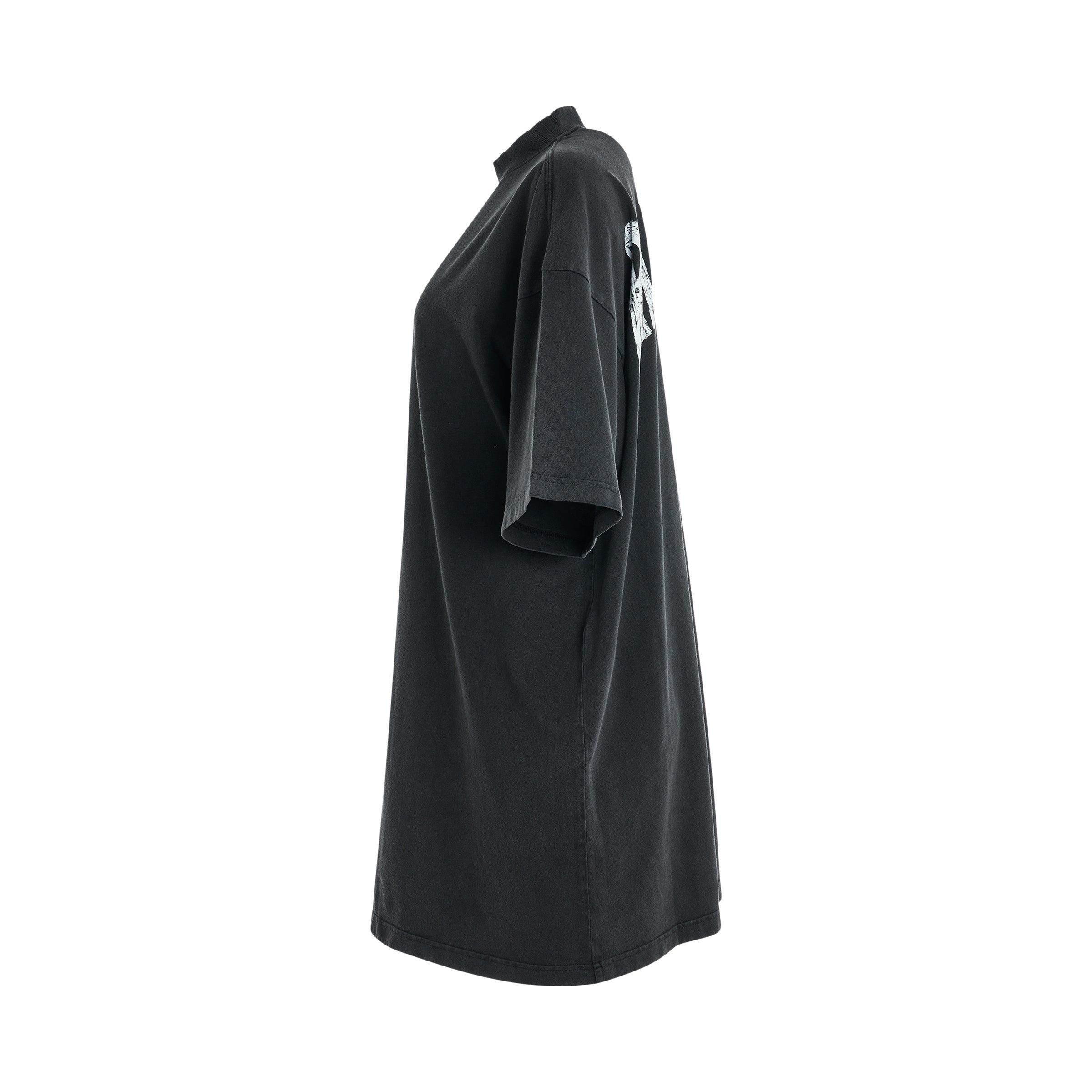 Balenciaga o1in1g0126 Bal Hand Drawn T-Shirt Dress in Black Size XS / US 0-2 / IT 36-38 - 3 Thumbnail