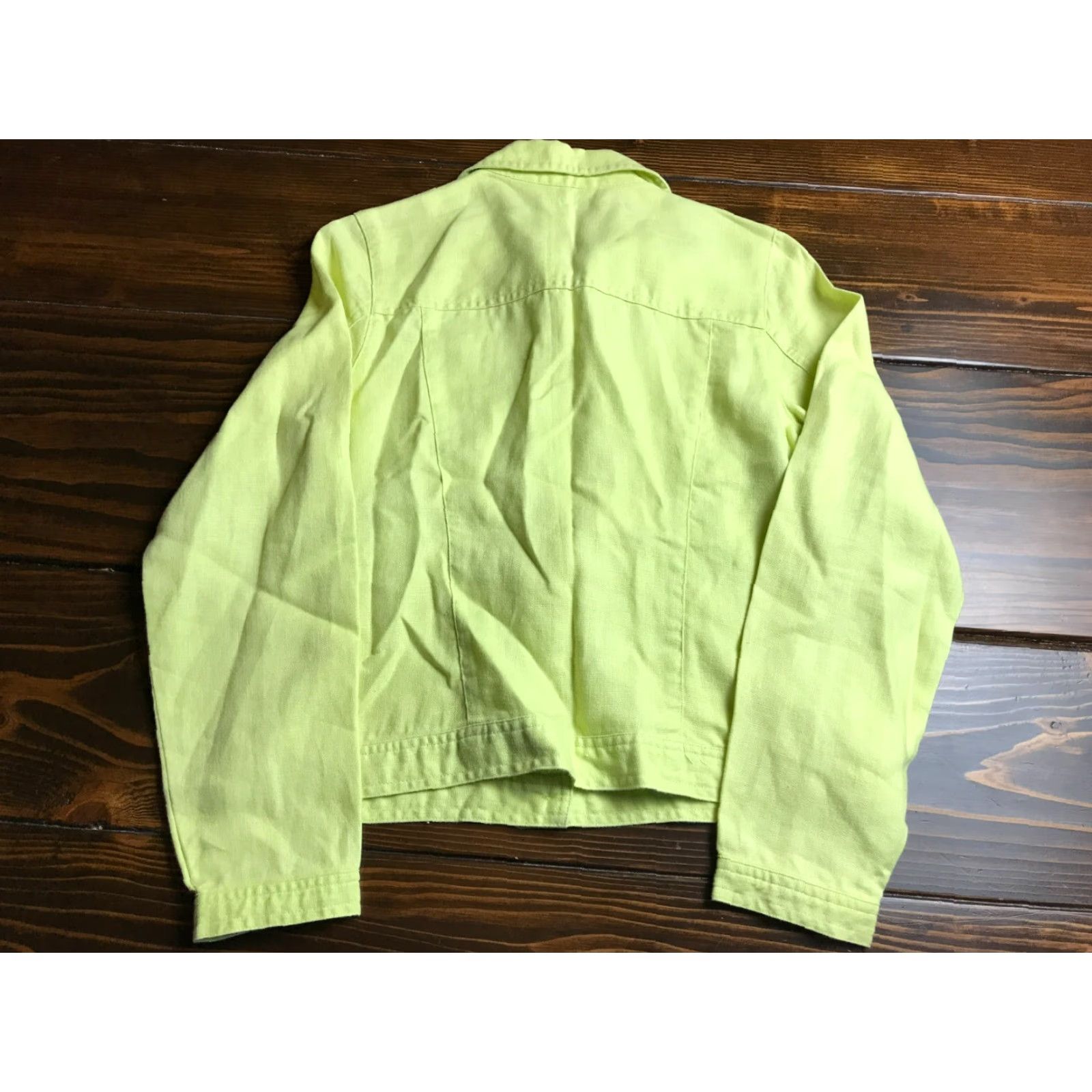 Vintage Relativity Jacket Women's Size Medium Green 100% Linen Button Up Regular Jacket Mens? No, Women. Size M / US 6-8 / IT 42-44 - 2 Thumbnail