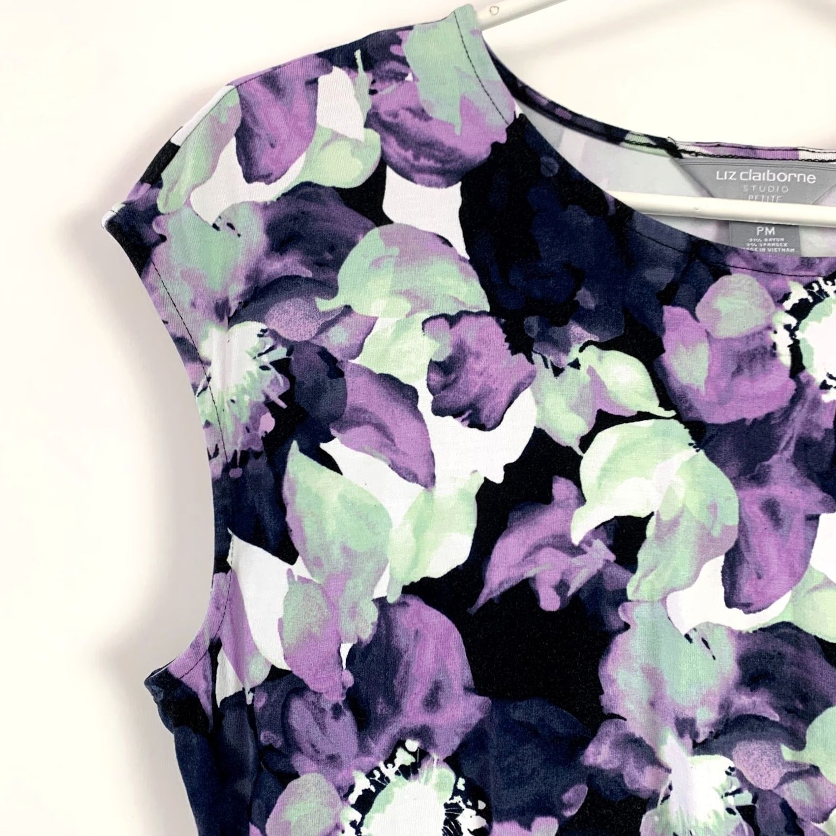 Liz Claiborne Liz Claiborne Studio Purple Floral Abstract Colorful Shift Dress Petite Medium Size M / US 6-8 / IT 42-44 - 2 Thumbnail