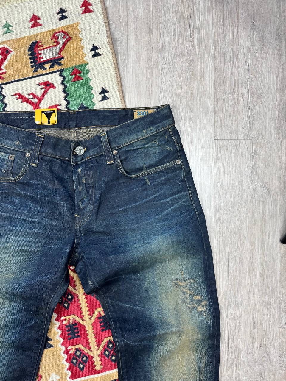 G-Star × Japanese Brand NEW!!! G Star 3301 Faded Distressed Rare Jeans Size US 33 - 4 Thumbnail