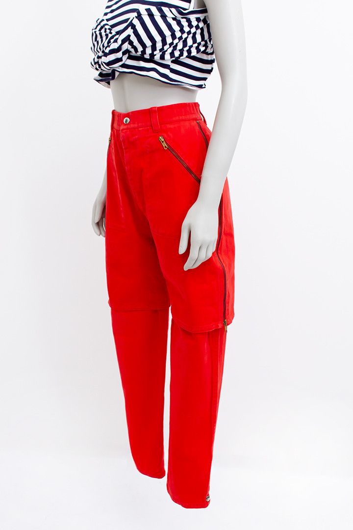 Kansai Yamamoto Kansai Yamamoto vintage red denim pants cargo Size US 34 / EU 50 - 3 Thumbnail