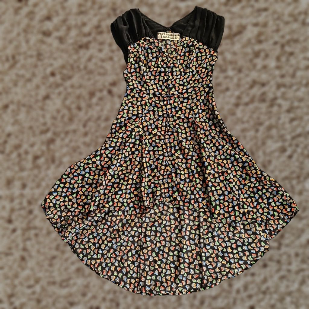 Anthropologie VINTAGE Anthropologie Dress Women Small Black The Doors Jim Morrison Psychedelic Threads Size S / US 4 / IT 40 - 1 Thumbnail