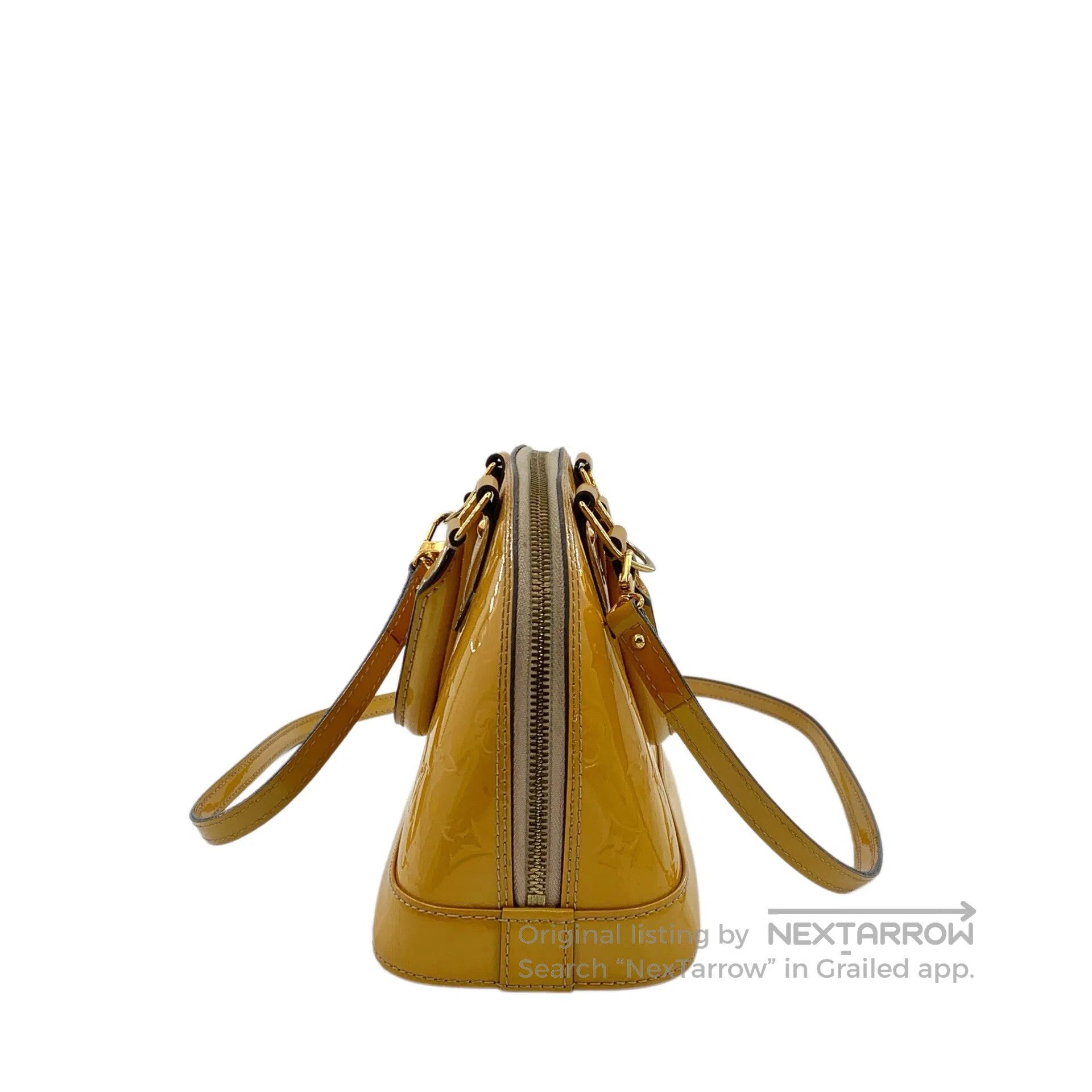 Louis Vuitton Louis Vuitton Yellow Patent Leather Logo Embossed Shell Ba Size ONE SIZE - 3 Thumbnail
