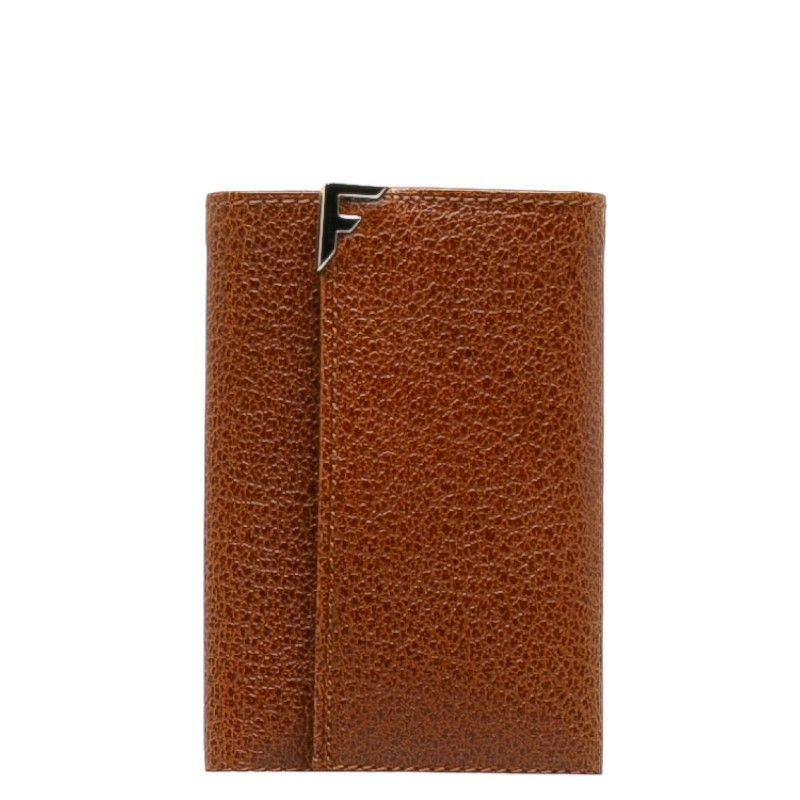 image of Salvatore Ferragamo Leather Bifold 6 Key Holder in Brown, Women's
