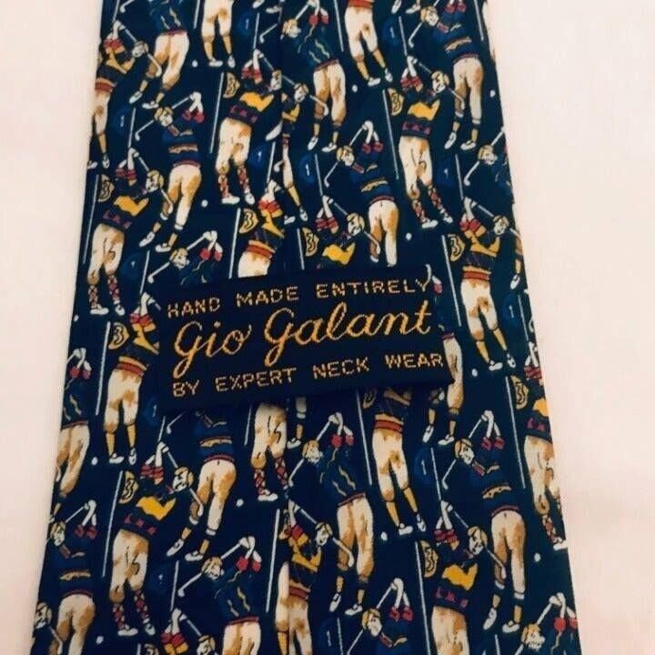 Vintage #1583 VTG Gio Galant Golf theme men's vintage necktie Size ONE SIZE - 3 Thumbnail