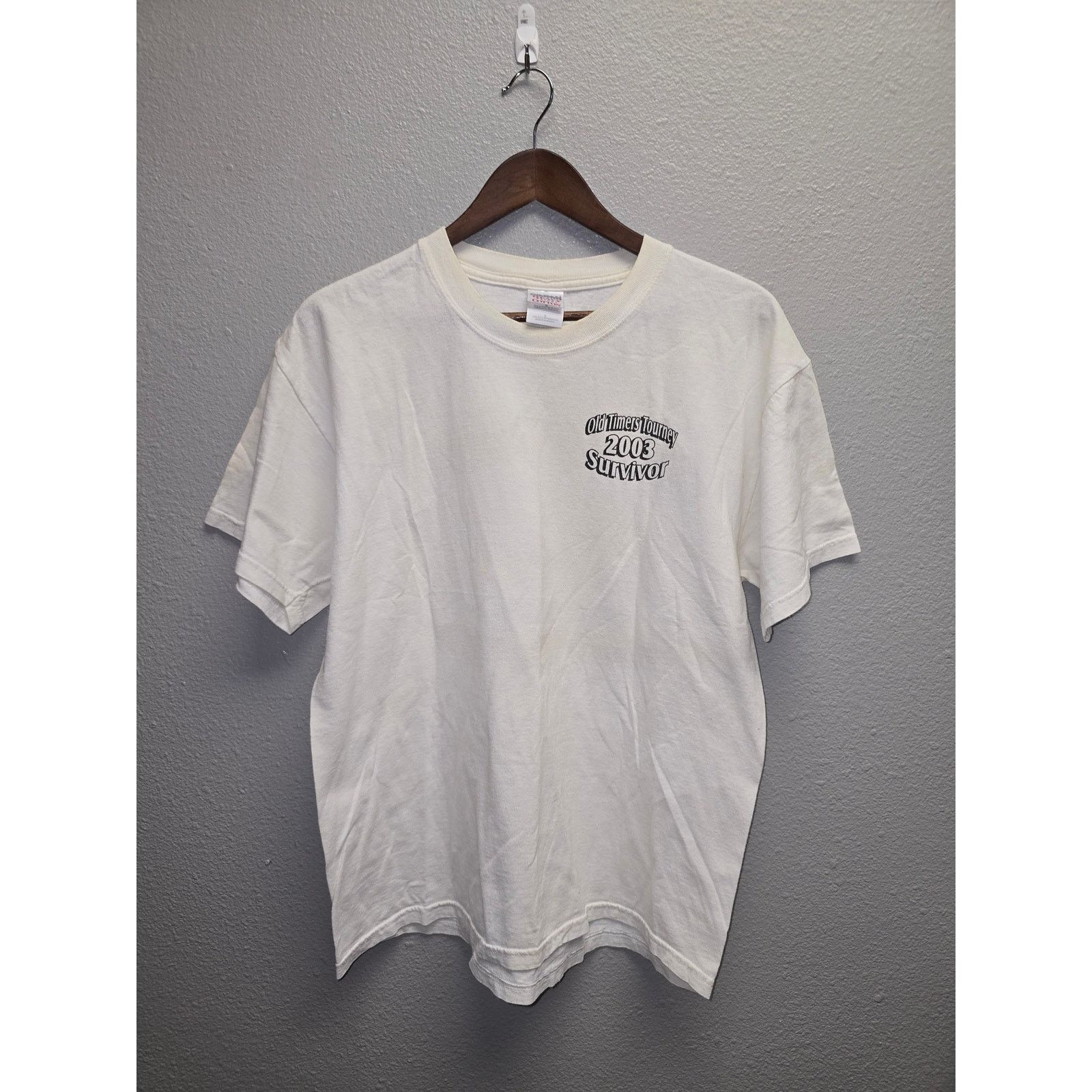 Vintage Vintage Wrestling Shirt Old Timers Tourney White Tee Large Size US L / EU 52-54 / 3 - 6 Thumbnail
