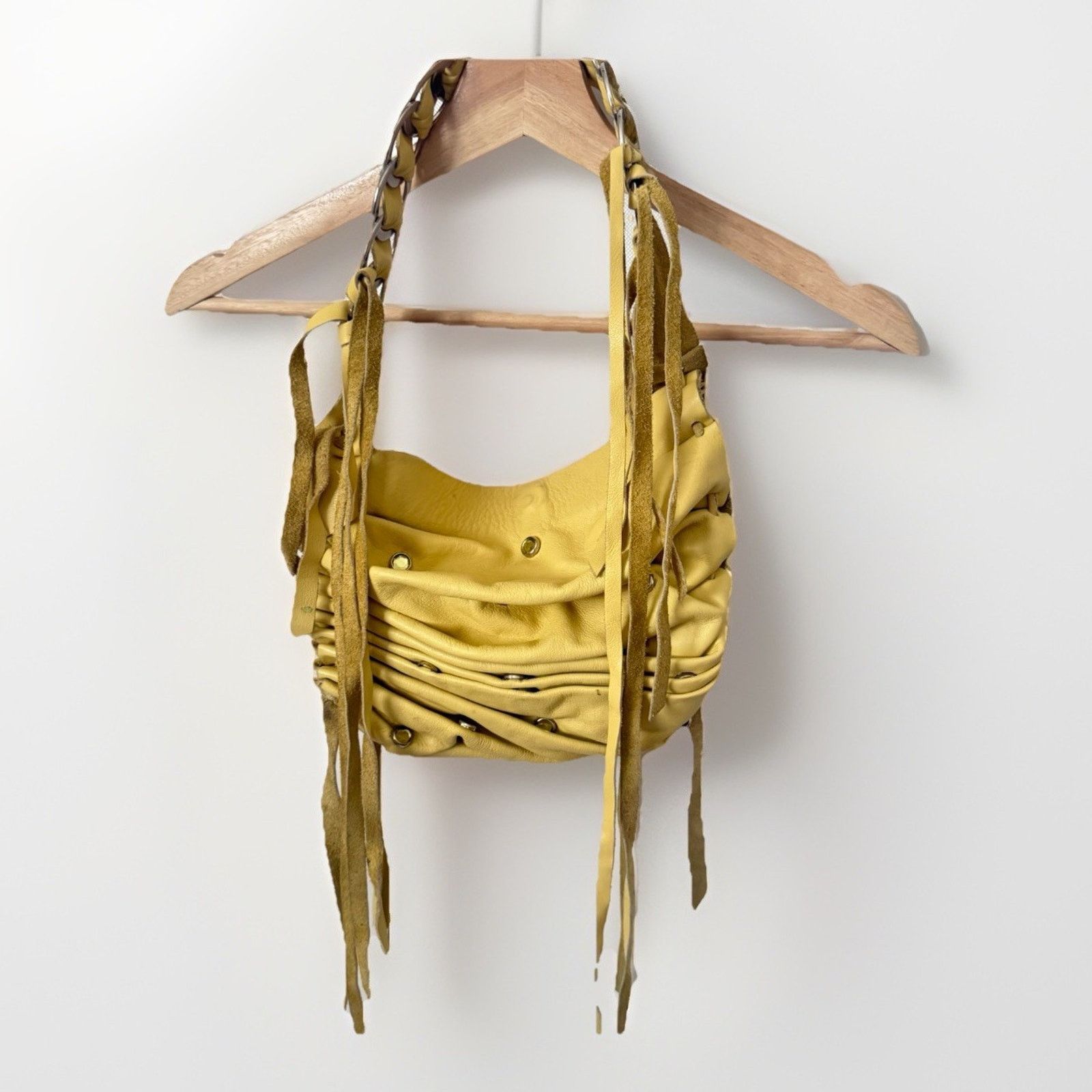 Other David Galan Designer Change Bag Jeweled Yellow Leather Boho Size ONE SIZE - 1 Thumbnail