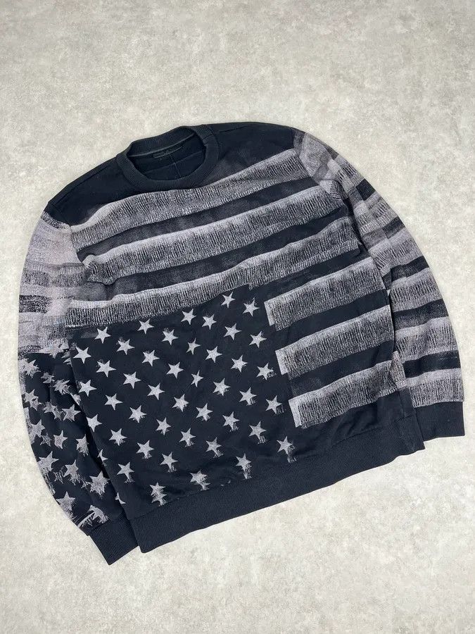 Givenchy AW2014 Givenchy Black & Grey Striped Star Crewneck Sweater Size US L / EU 52-54 / 3 - 4 Thumbnail