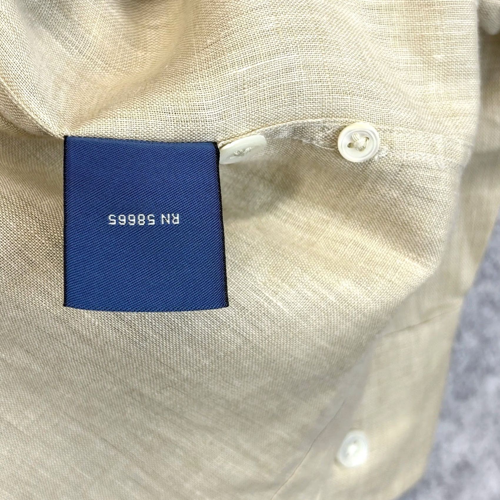 Faconnable Façonnable 100% Linen Shirt L Mens Sand Button-Up | Regular Fit, Long Sleeve, Chest Pocket, Casual Size US L / EU 52-54 / 3 - 7 Thumbnail