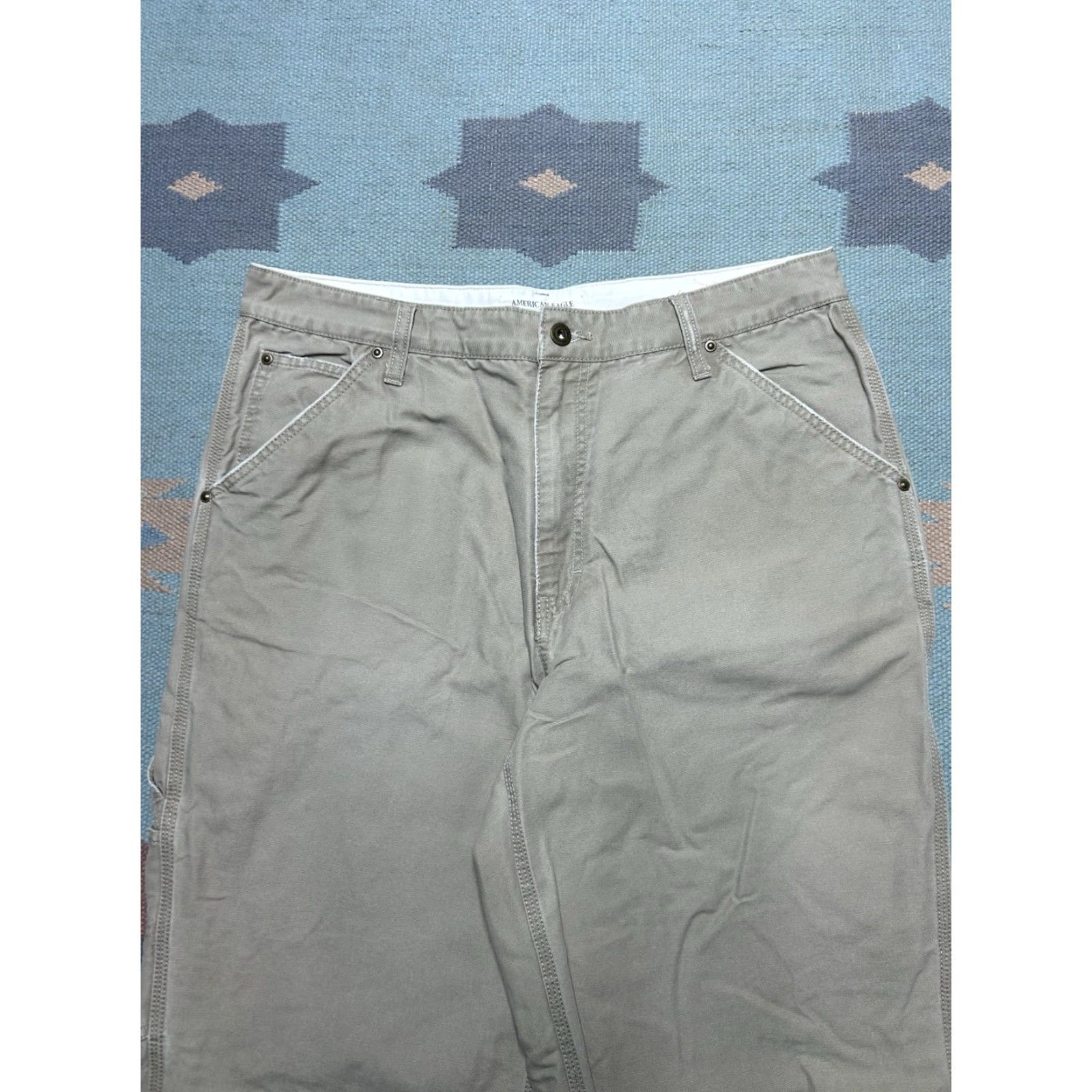 American Eagle Outfitters VINTAGE American Eagle Canvas Carpenter Pants Baggy Workwear 34x31 Men Jeans Beige 90s Skater Y2K Size US 34 / EU 50 - 6 Thumbnail