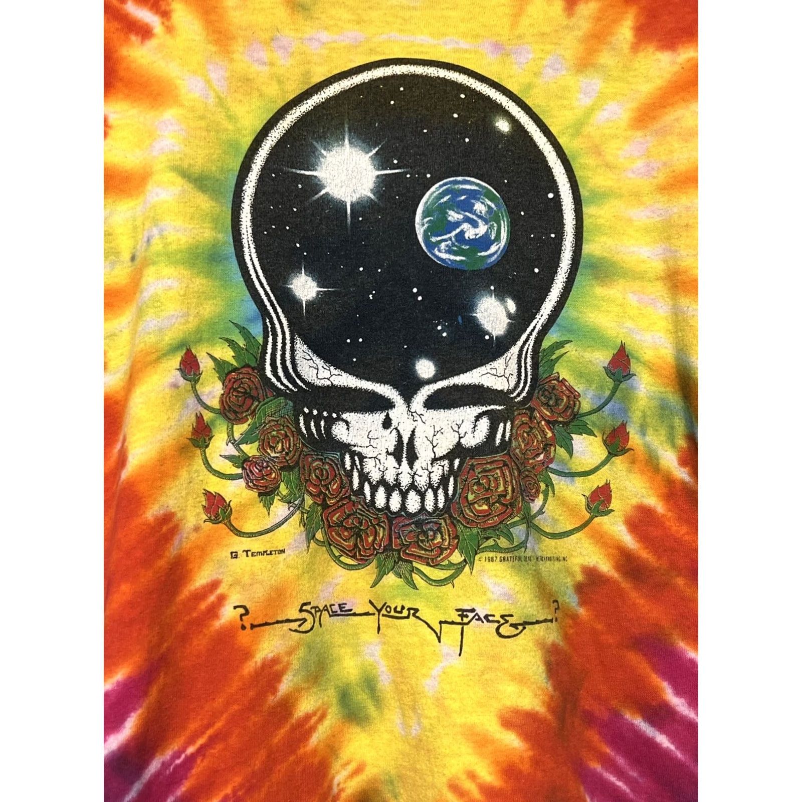 Fruit Of The Loom VINTAGE Grateful Dead Band T Shirt Space Your Face Tie Dye XL? L Size US L / EU 52-54 / 3 - 2 Thumbnail