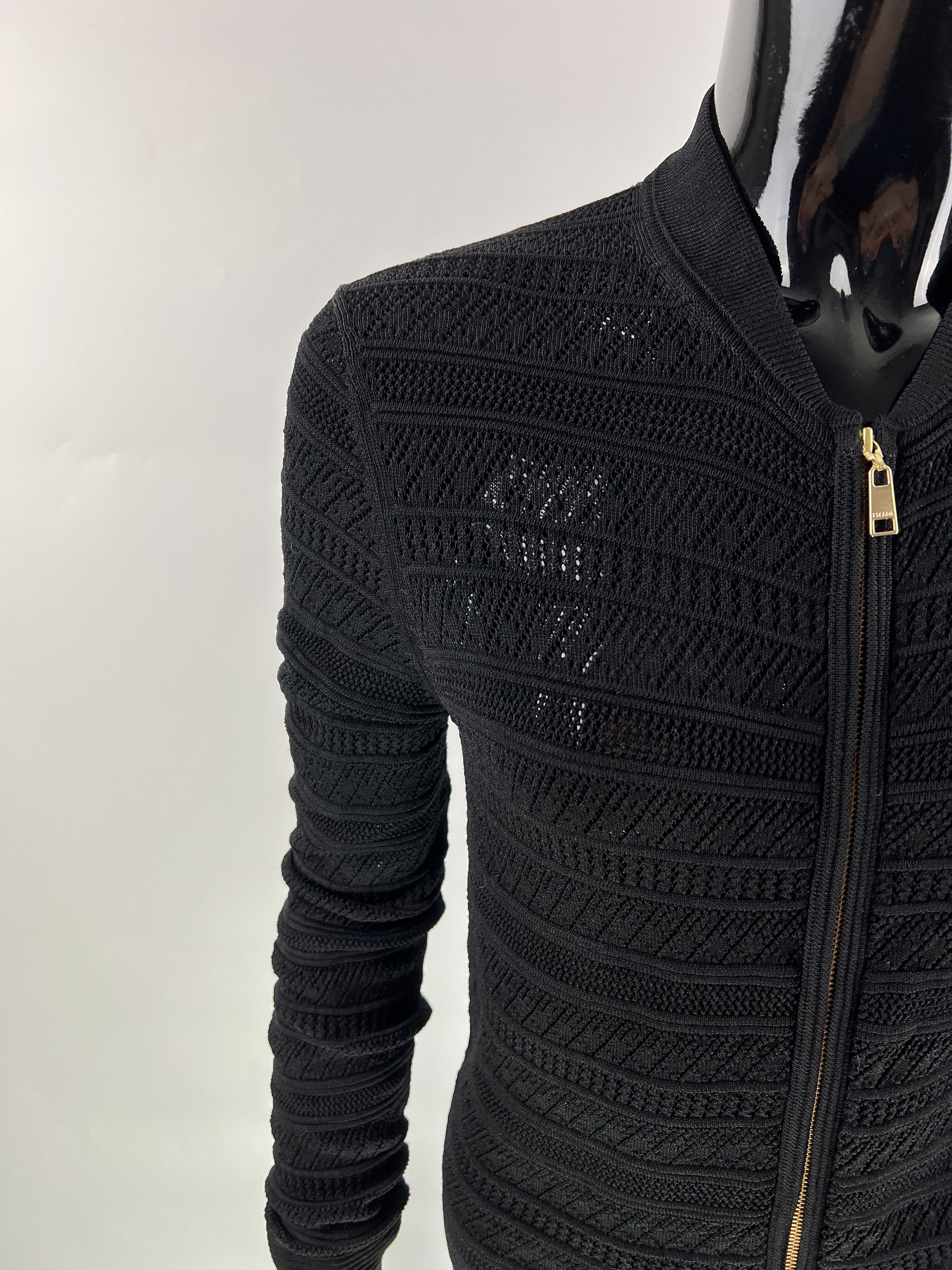 Escada × Escada Sport Escada Sport Black Knitted Mesh Full Zip Sweater Size XS Size XS / US 0-2 / IT 36-38 - 4 Thumbnail