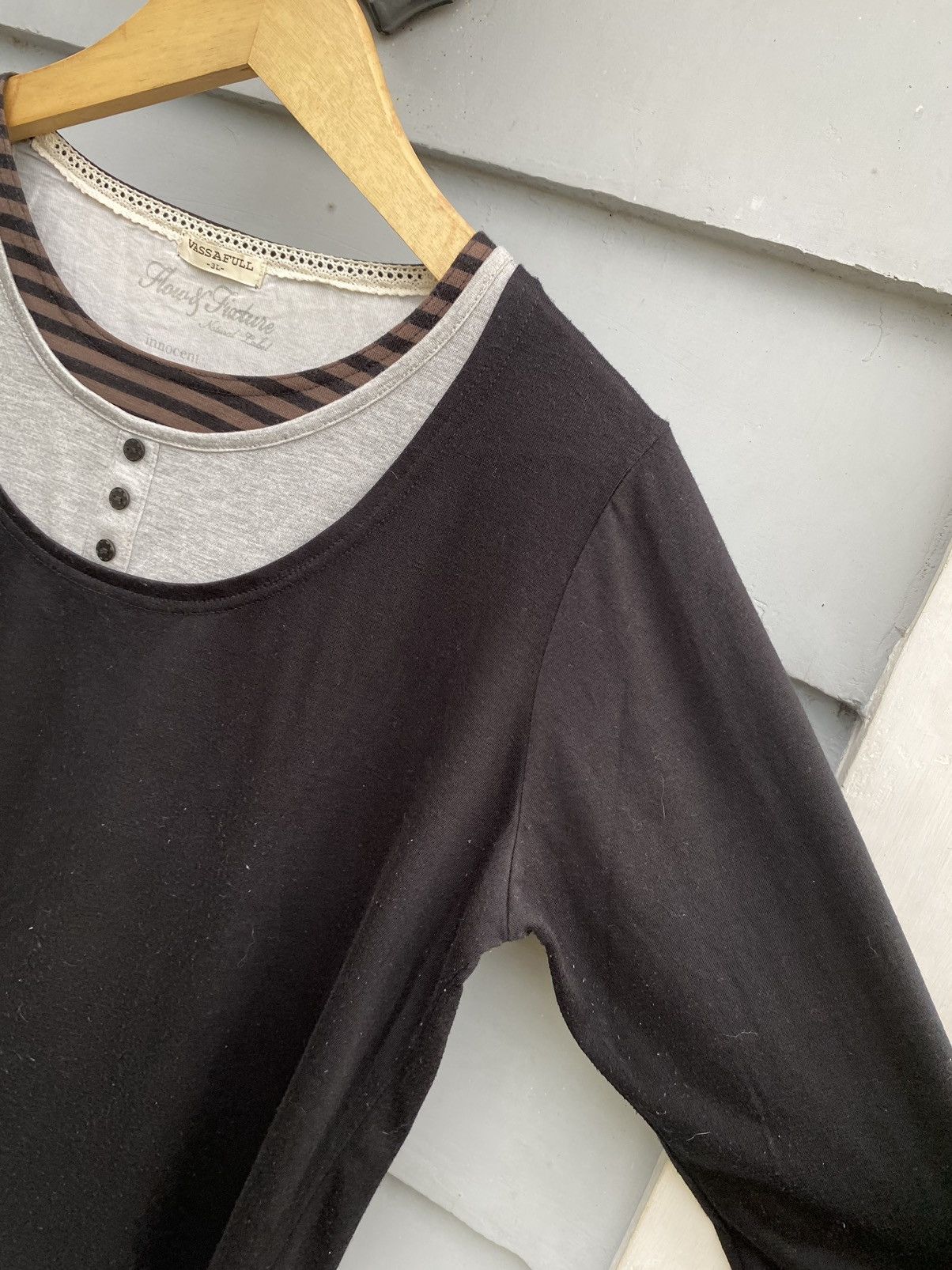 If Six Was Nine Vassafull Tripple Layer Stripes Nature Label Longsleeve Size XXL / US 16-18 / IT 52-54 - 4 Thumbnail