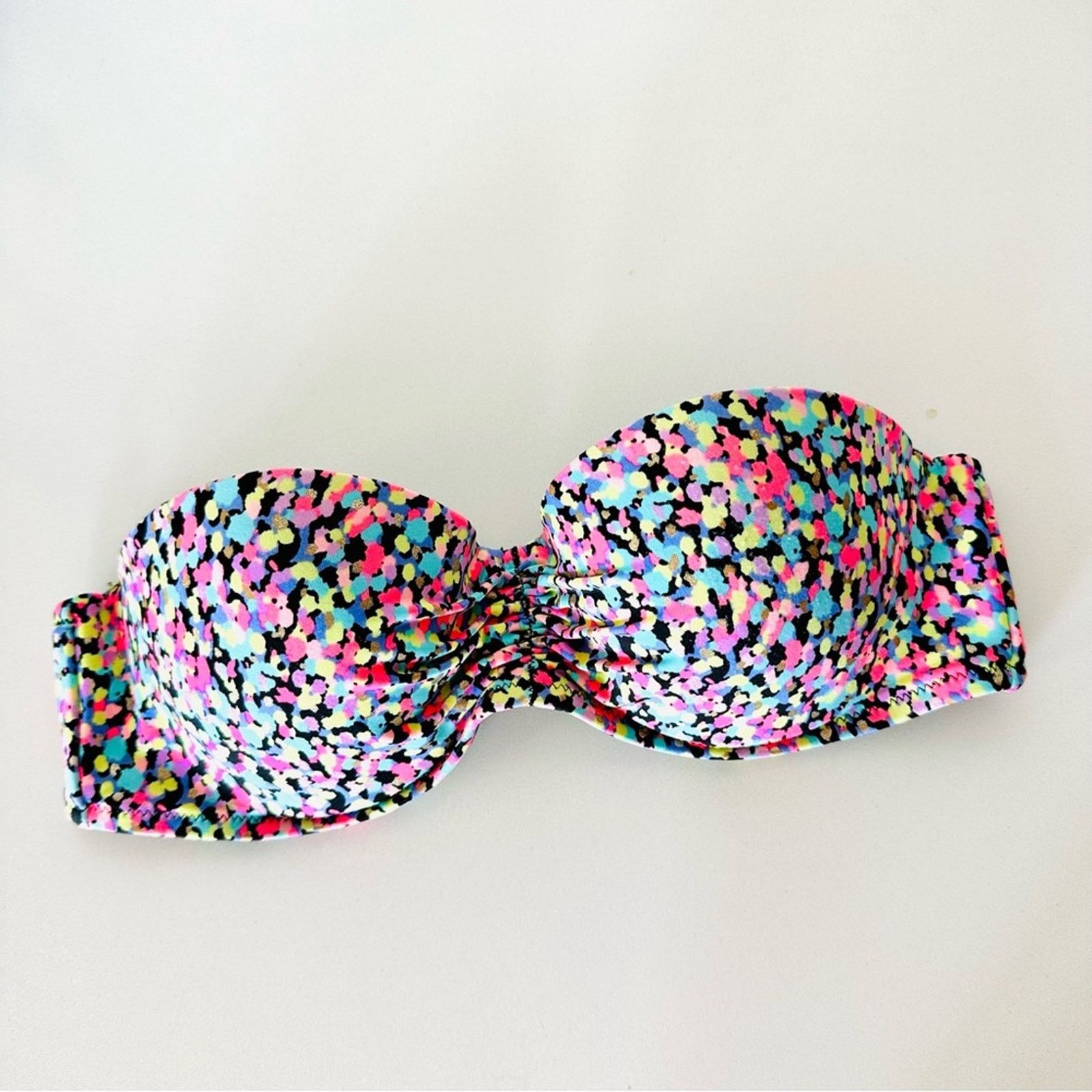 Vs Victorias Secret Black Pink Dot Bandeau Bikini Swim Top, Women's (Size Small)